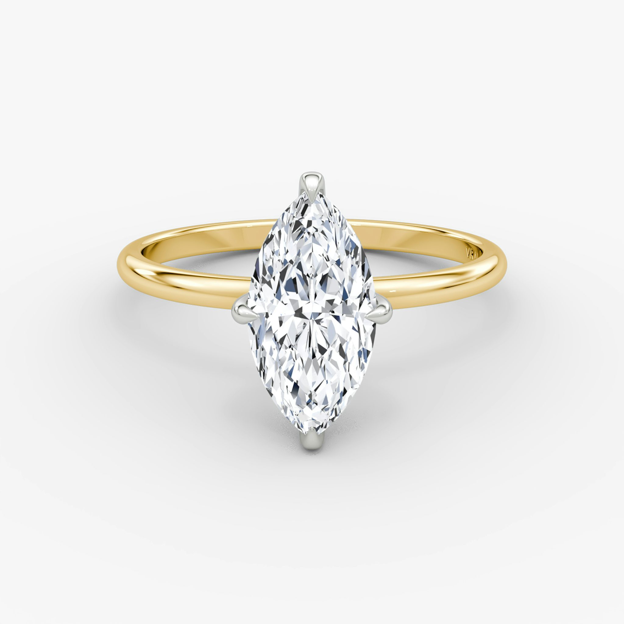 The Classic Hidden Halo | Marquise | 18k | Yellow Gold and Platinum | bandAccent: Plain | bandWidth: standard | prongStyle: Plain | diamondOrientation: vertical | caratWeight: other