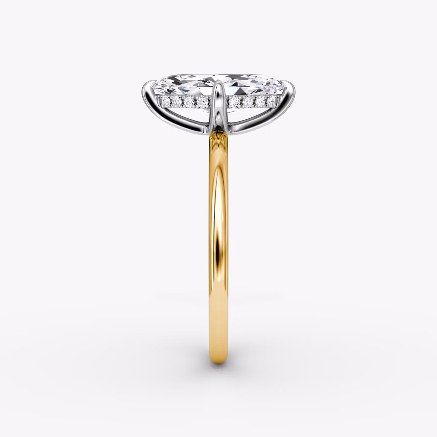 The Classic Hidden Halo | Marquise | 18k | Yellow Gold and Platinum | bandAccent: Plain | bandWidth: standard | prongStyle: Plain | diamondOrientation: vertical | caratWeight: other