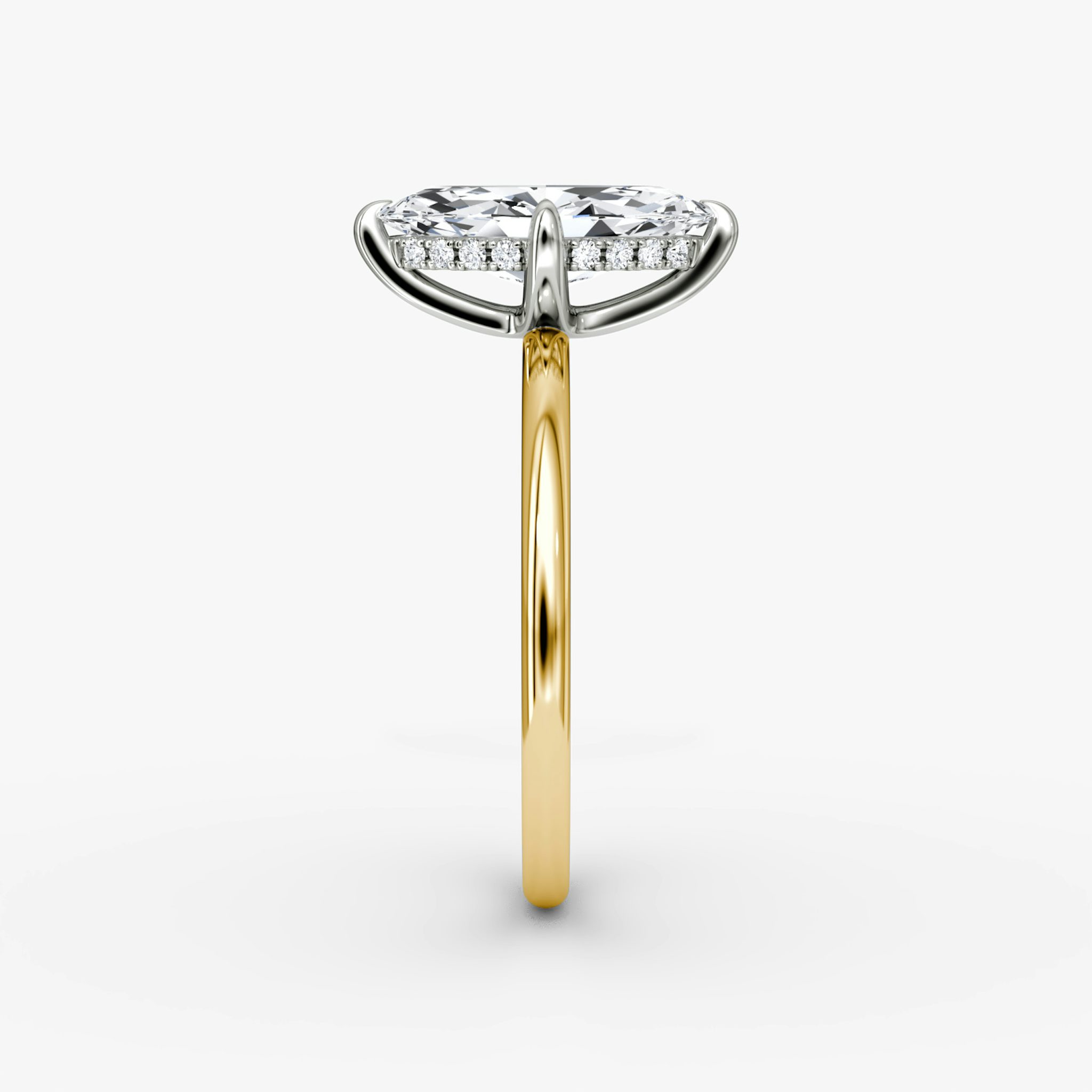 The Classic Hidden Halo | Marquise | 18k | Yellow Gold and Platinum | bandAccent: Plain | bandWidth: standard | prongStyle: Plain | diamondOrientation: vertical | caratWeight: other