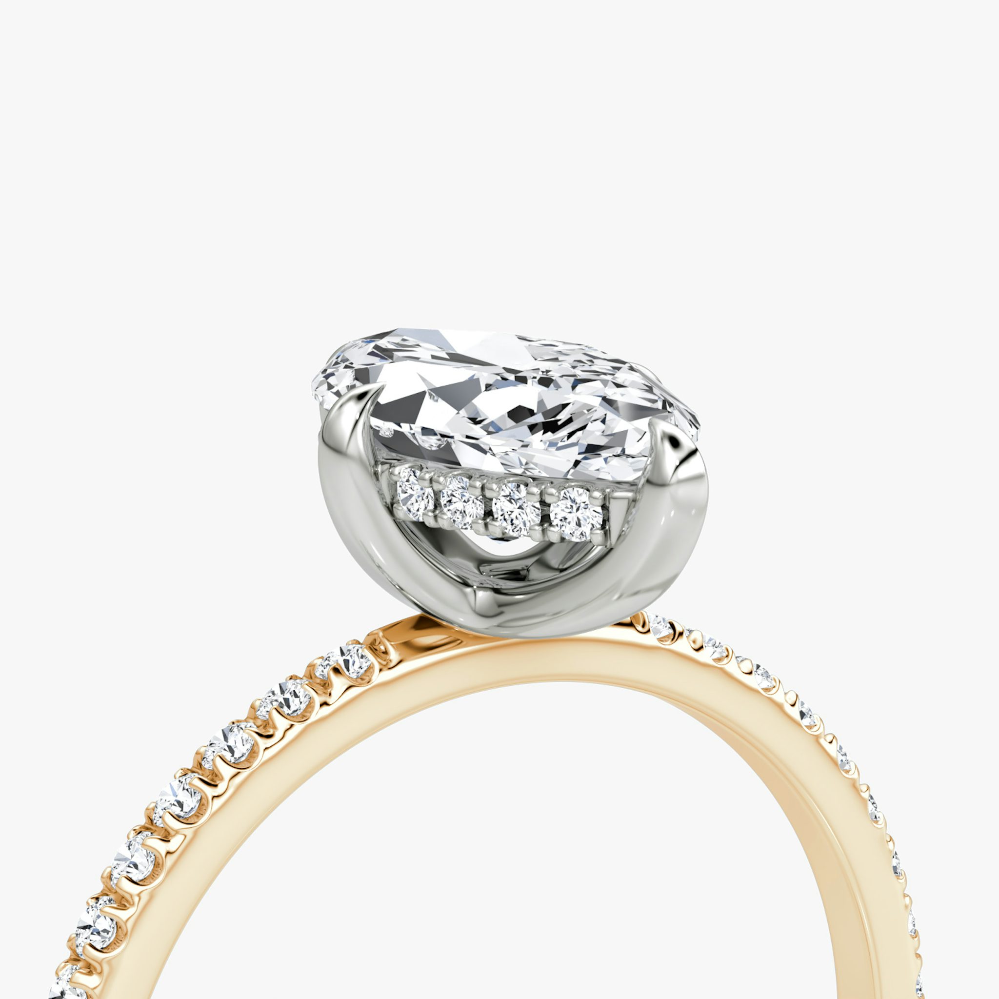 The Classic Hidden Halo | Marquise | 14k | Rose Gold and Platinum | bandAccent: Pavé | bandWidth: standard | prongStyle: Plain | diamondOrientation: vertical | caratWeight: other