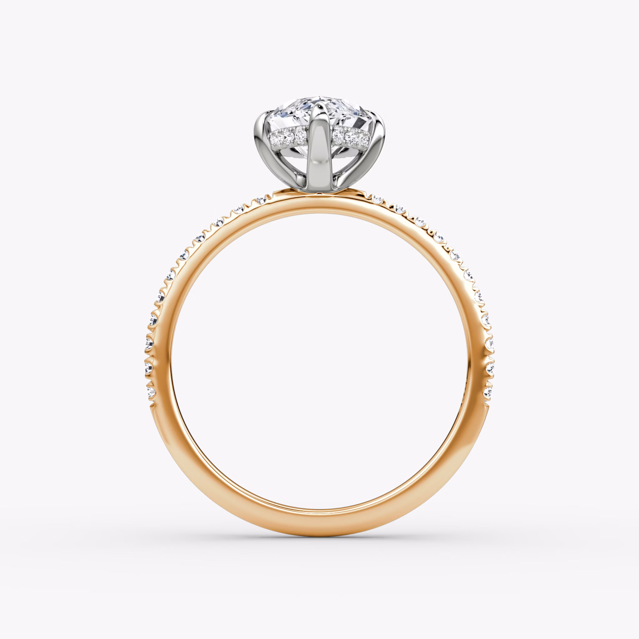 The Classic Hidden Halo | Marquise | 14k | Rose Gold and Platinum | bandAccent: Pavé | bandWidth: standard | prongStyle: Plain | diamondOrientation: vertical | caratWeight: other