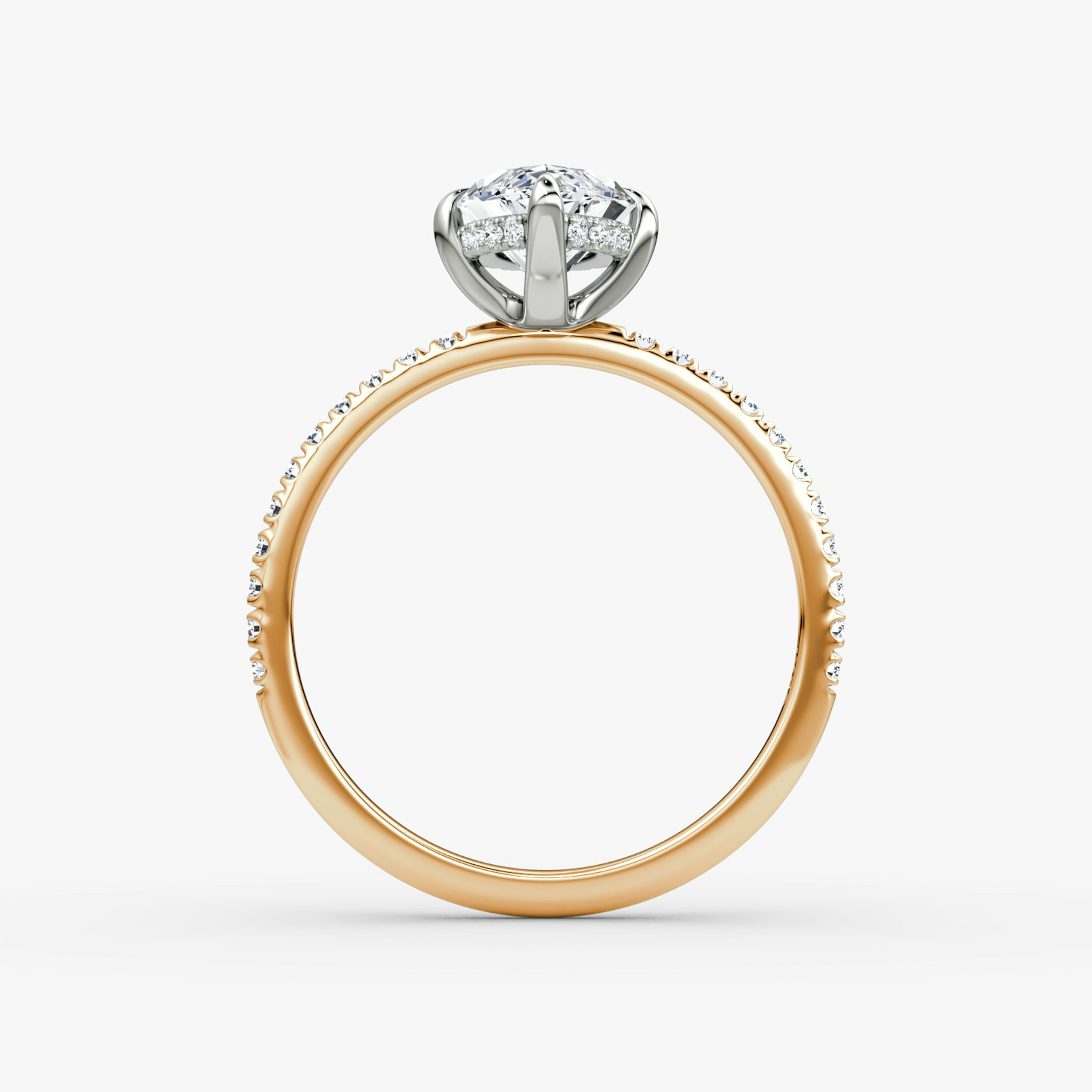 The Classic Hidden Halo | Marquise | 14k | Rose Gold and Platinum | bandAccent: Pavé | bandWidth: standard | prongStyle: Plain | diamondOrientation: vertical | caratWeight: other