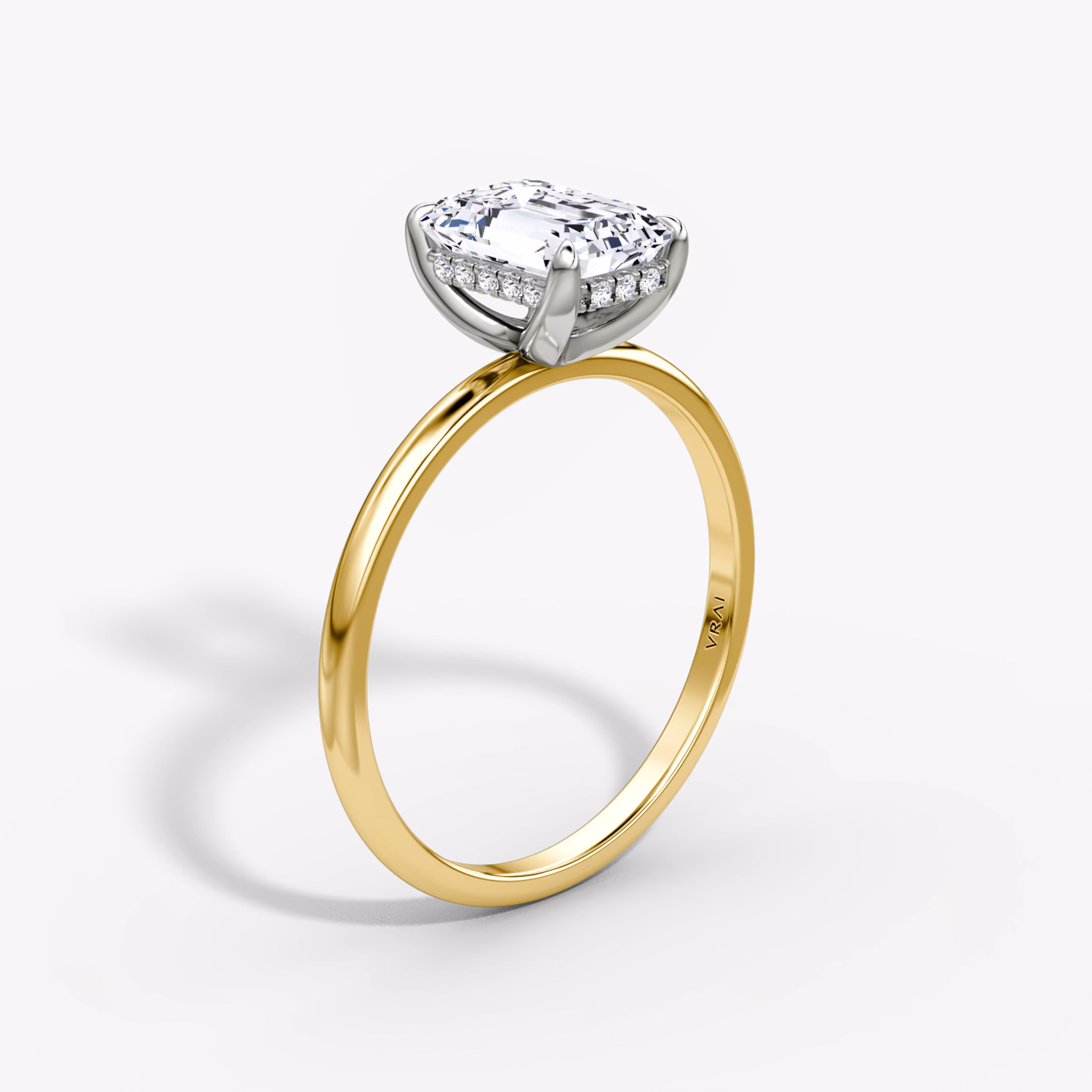 The Classic Hidden Halo Emerald | 18K Yellow Gold and Platinum