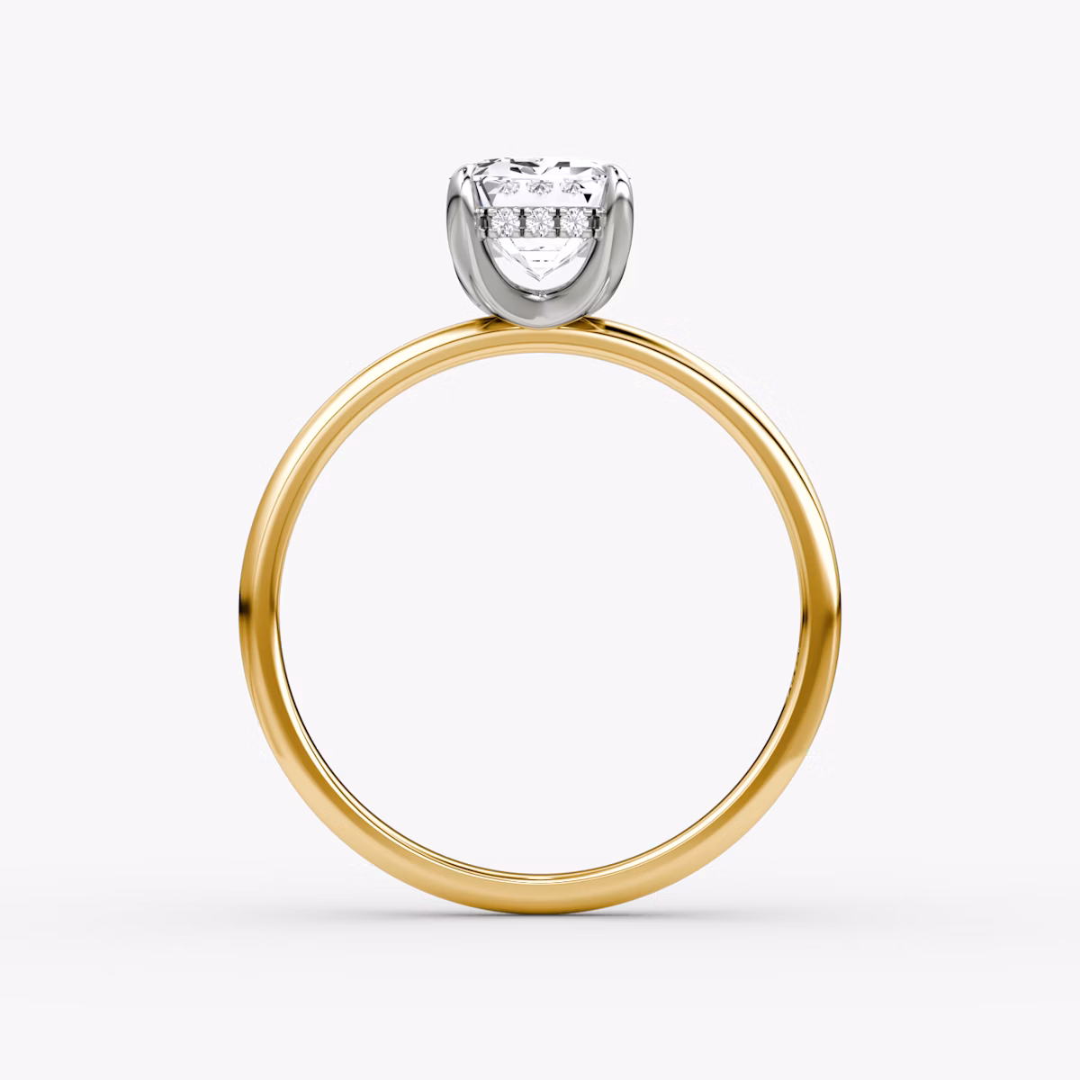 The Classic Hidden Halo | Emerald | 18k | Yellow Gold and Platinum | bandAccent: Plain | bandWidth: standard | prongStyle: Plain | diamondOrientation: vertical | caratWeight: other