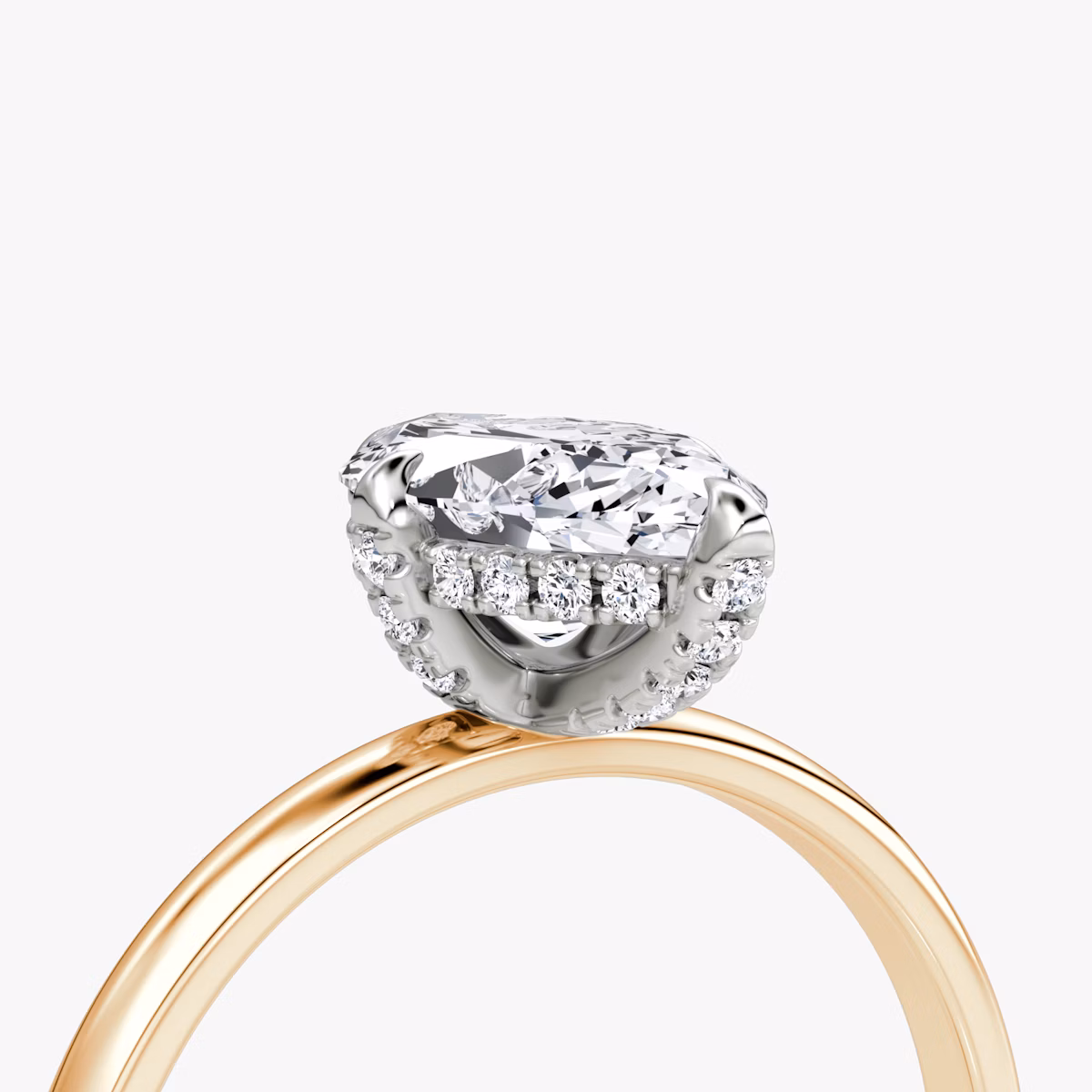 The Classic Hidden Halo | Marquise | 14k | Rose Gold and Platinum | bandAccent: Plain | bandWidth: large | prongStyle: Pavé | diamondOrientation: vertical | caratWeight: other