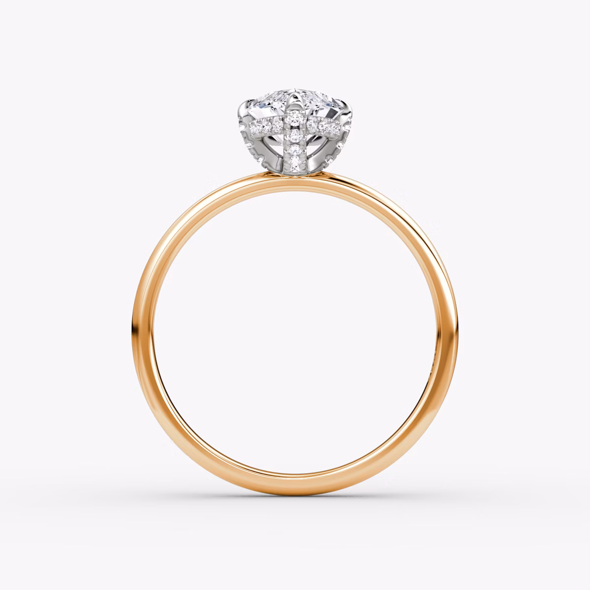 The Classic Hidden Halo | Marquise | 14k | Rose Gold and Platinum | bandAccent: Plain | bandWidth: large | prongStyle: Pavé | diamondOrientation: vertical | caratWeight: other