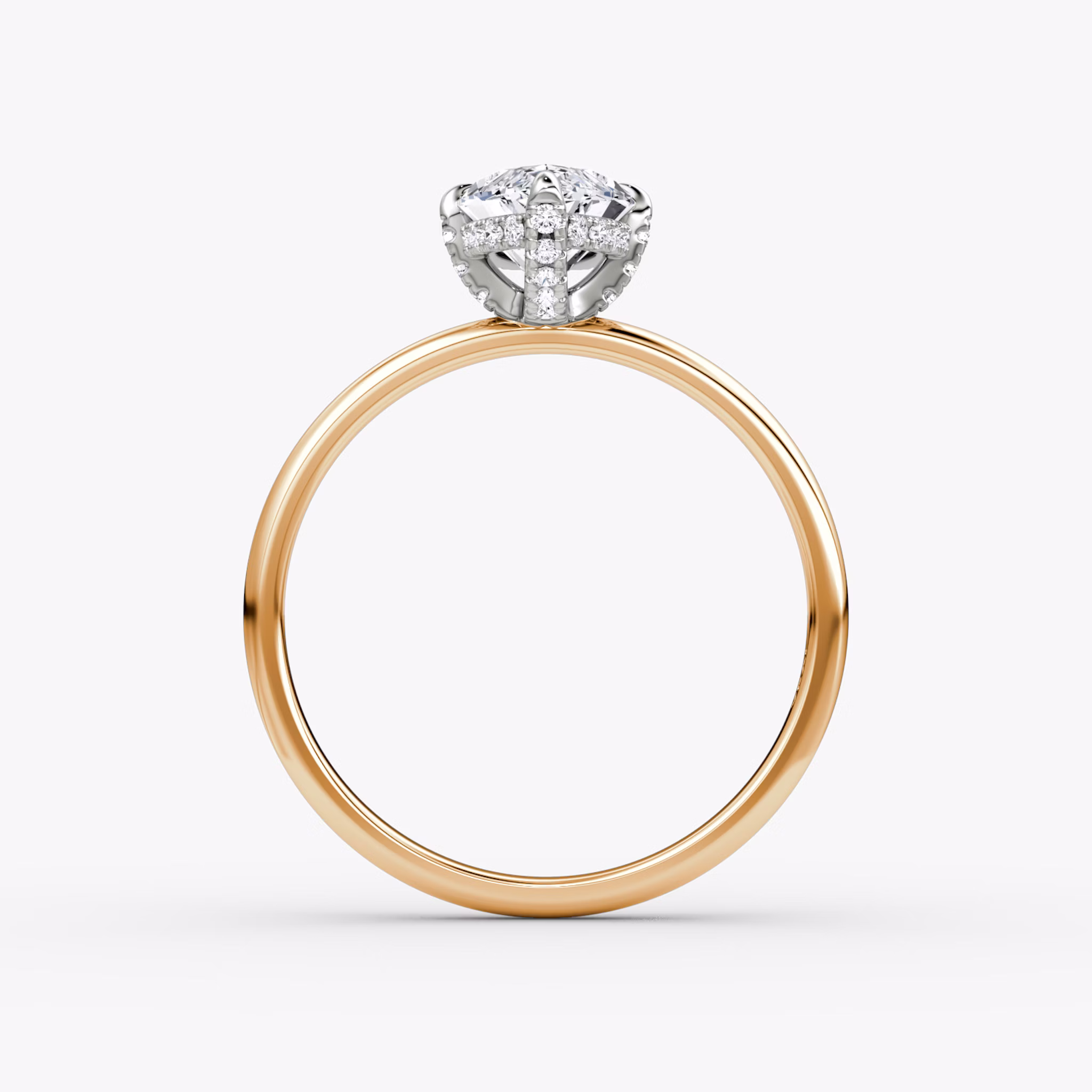 The Classic Hidden Halo | Marquise | 14k | Rose Gold and Platinum | bandAccent: Plain | bandWidth: large | prongStyle: Pavé | diamondOrientation: vertical | caratWeight: other