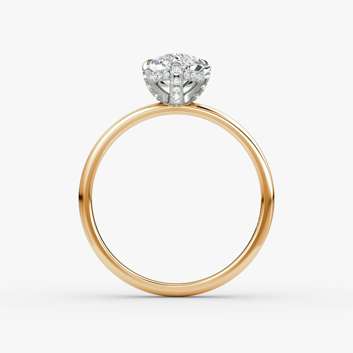 The Classic Hidden Halo | Marquise | 14k | Rose Gold and Platinum | bandAccent: Plain | bandWidth: large | prongStyle: Pavé | diamondOrientation: vertical | caratWeight: other