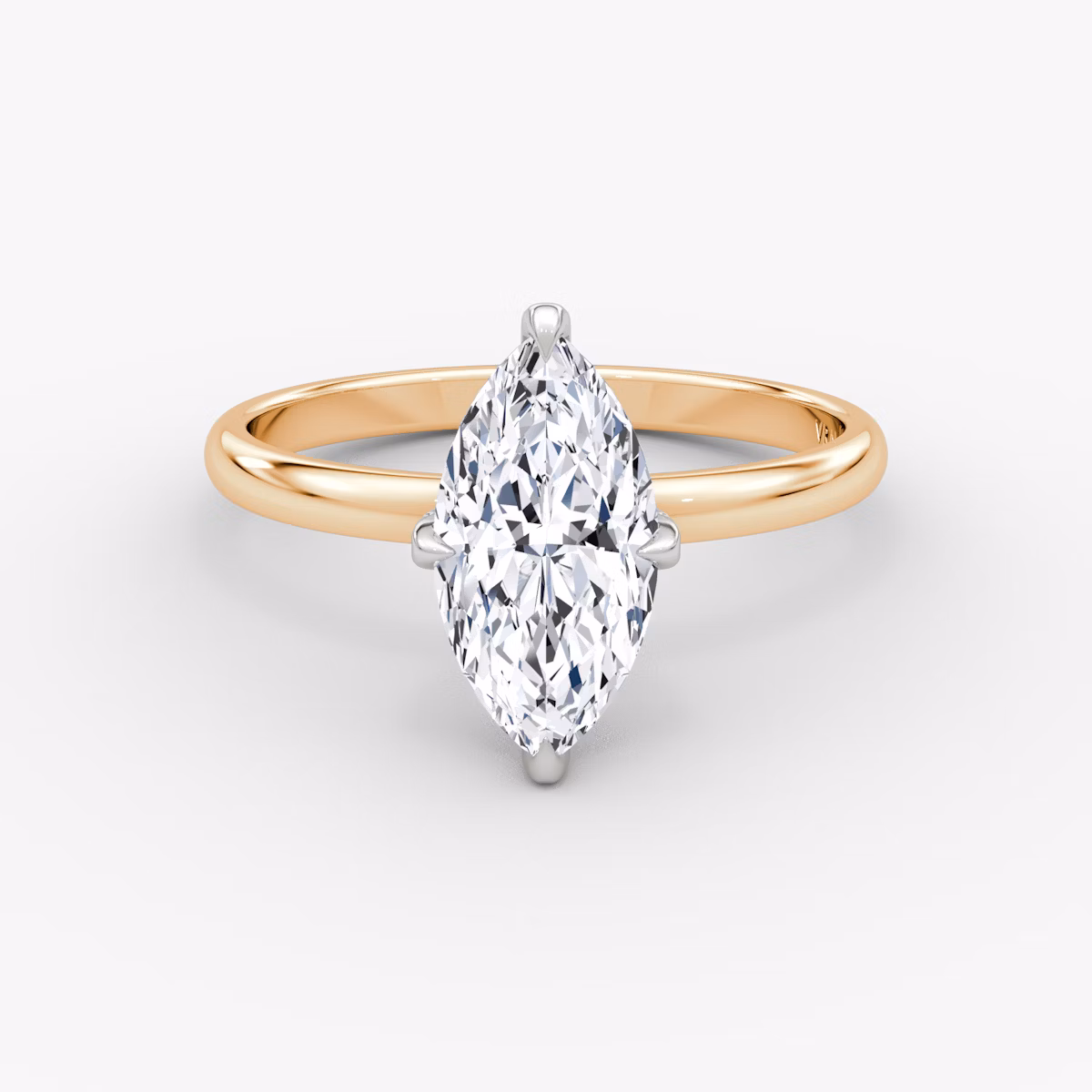 The Classic Hidden Halo | Marquise | 14k | Rose Gold and Platinum | bandAccent: Plain | bandWidth: large | prongStyle: Pavé | diamondOrientation: vertical | caratWeight: other