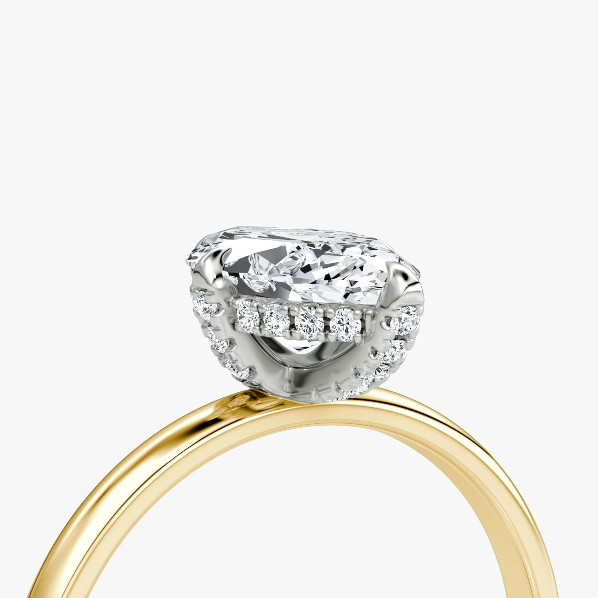 The Classic Hidden Halo | Marquise | 18k | Yellow Gold and Platinum | bandAccent: Plain | bandWidth: large | prongStyle: Pavé | diamondOrientation: vertical | caratWeight: other