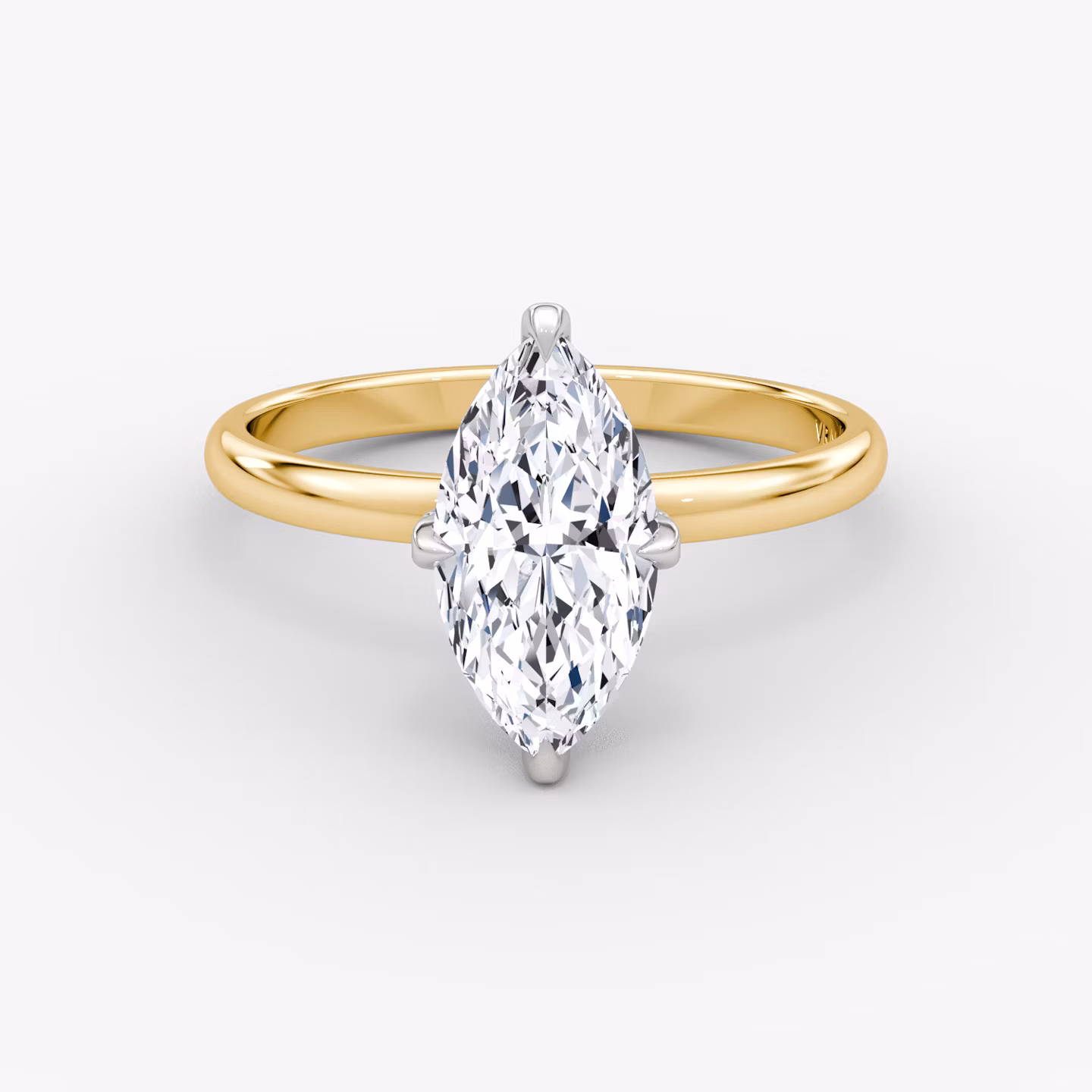 The Classic Hidden Halo | Marquise | 18k | Yellow Gold and Platinum | bandAccent: Plain | bandWidth: large | prongStyle: Pavé | diamondOrientation: vertical | caratWeight: other