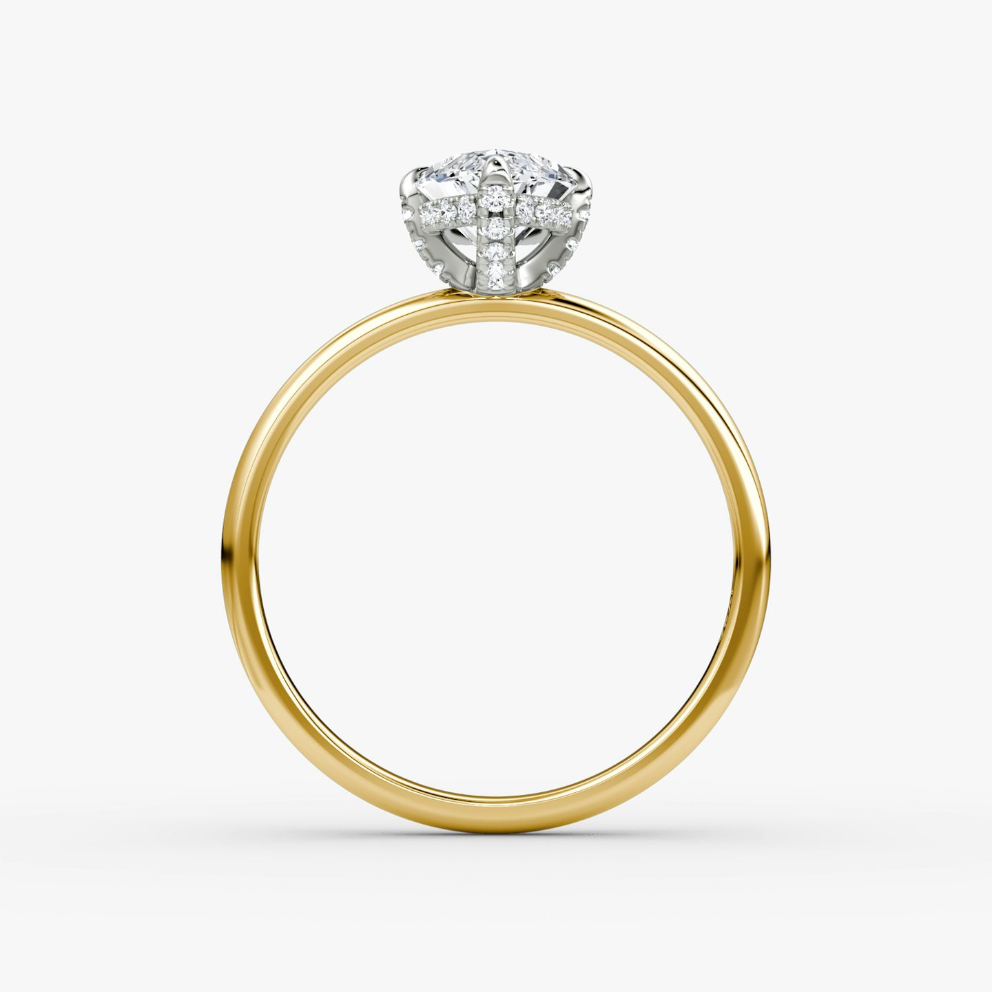 The Classic Hidden Halo | Marquise | 18k | Yellow Gold and Platinum | bandAccent: Plain | bandWidth: large | prongStyle: Pavé | diamondOrientation: vertical | caratWeight: other