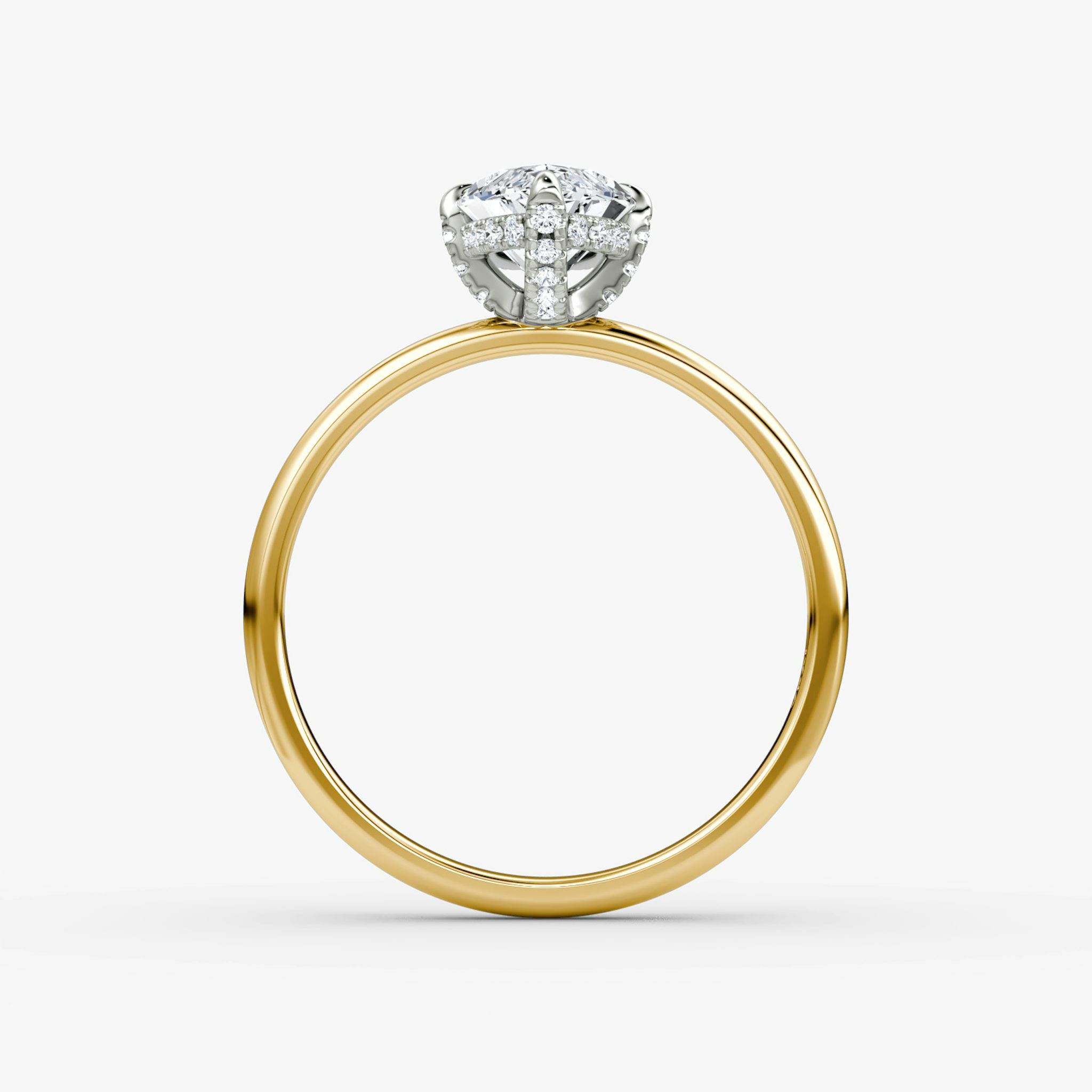 The Classic Hidden Halo | Marquise | 18k | Yellow Gold and Platinum | bandAccent: Plain | bandWidth: large | prongStyle: Pavé | diamondOrientation: vertical | caratWeight: other