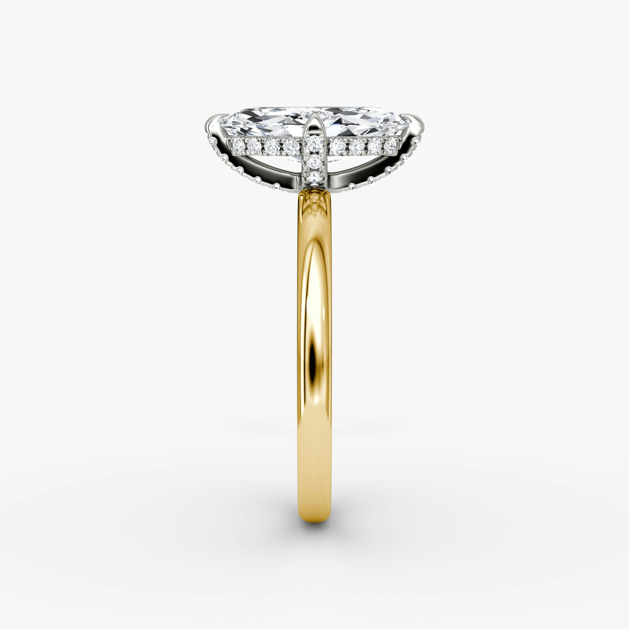 The Classic Hidden Halo | Marquise | 18k | Yellow Gold and Platinum | bandAccent: Plain | bandWidth: large | prongStyle: Pavé | diamondOrientation: vertical | caratWeight: other