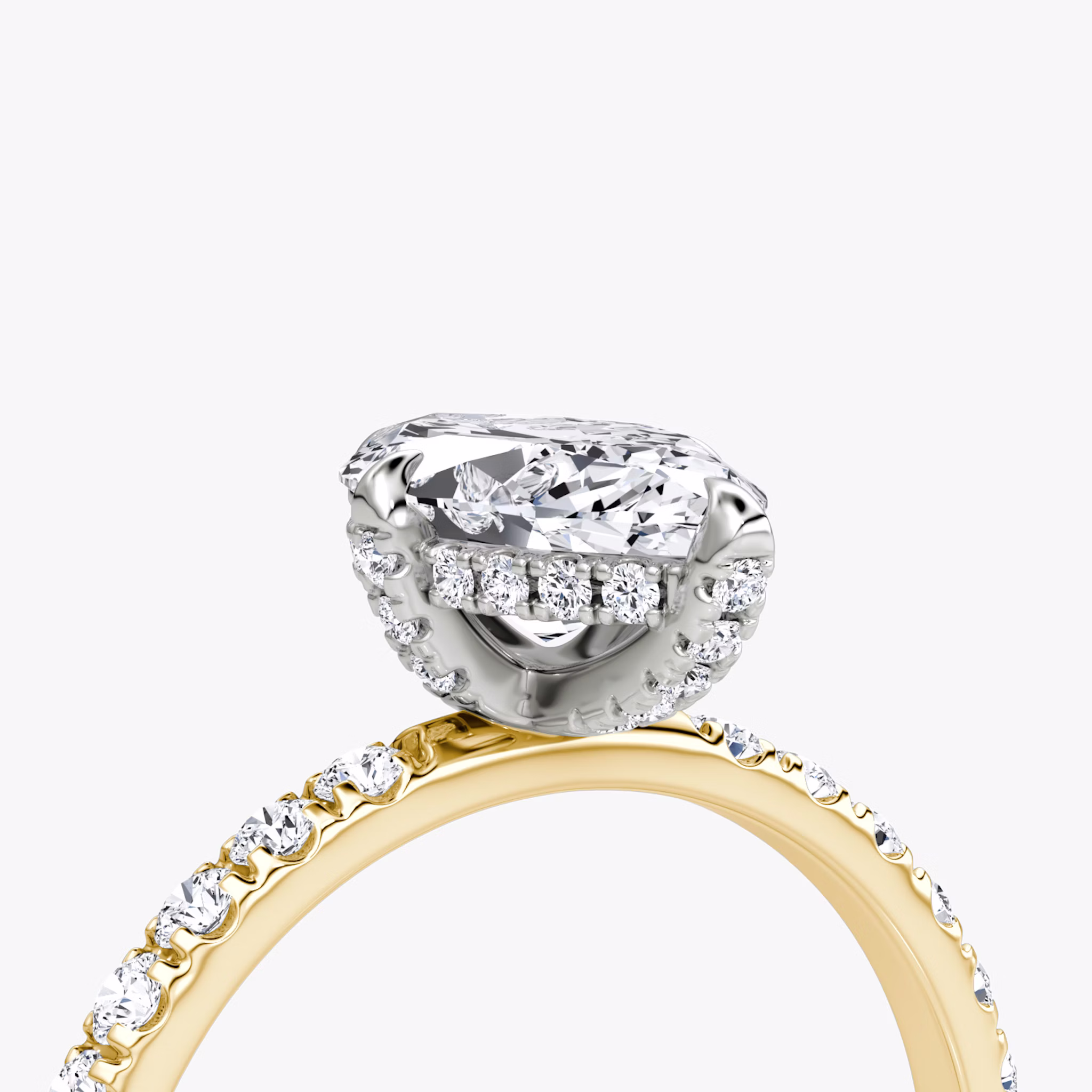 The Classic Hidden Halo | Marquise | 18k | Yellow Gold and Platinum | bandAccent: Pavé | bandWidth: large | prongStyle: Pavé | diamondOrientation: vertical | caratWeight: other