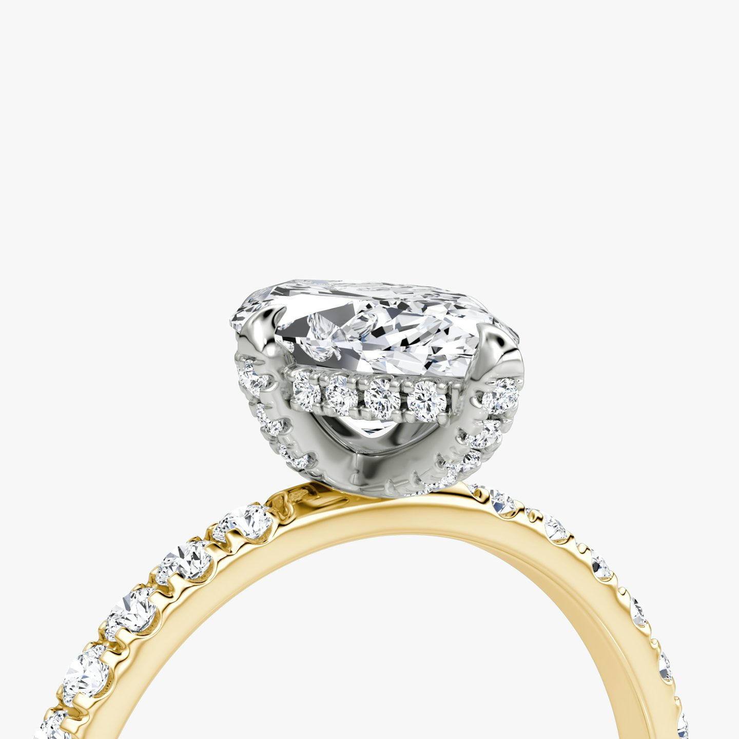 The Classic Hidden Halo | Marquise | 18k | Yellow Gold and Platinum | bandAccent: Pavé | bandWidth: large | prongStyle: Pavé | diamondOrientation: vertical | caratWeight: other
