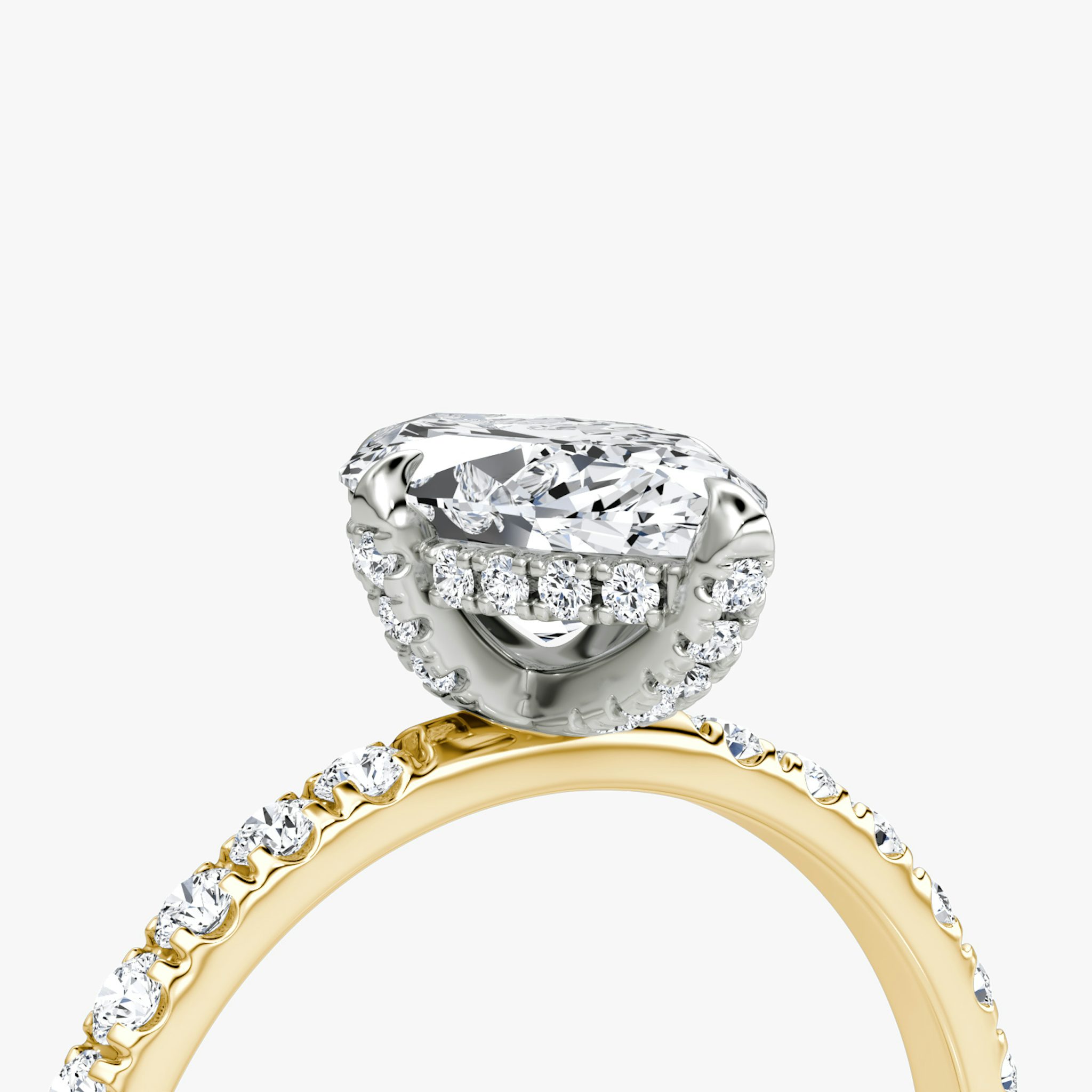 The Classic Hidden Halo | Marquise | 18k | Yellow Gold and Platinum | bandAccent: Pavé | bandWidth: large | prongStyle: Pavé | diamondOrientation: vertical | caratWeight: other