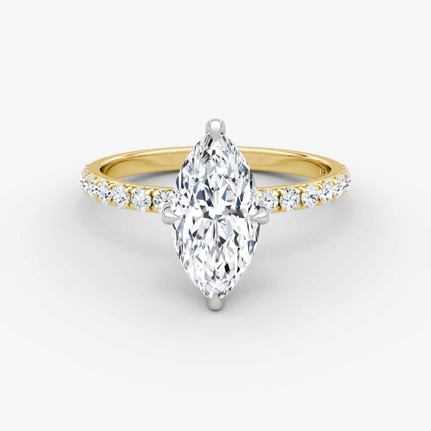 The Classic Hidden Halo | Marquise | 18k | Yellow Gold and Platinum | bandAccent: Pavé | bandWidth: large | prongStyle: Pavé | diamondOrientation: vertical | caratWeight: other