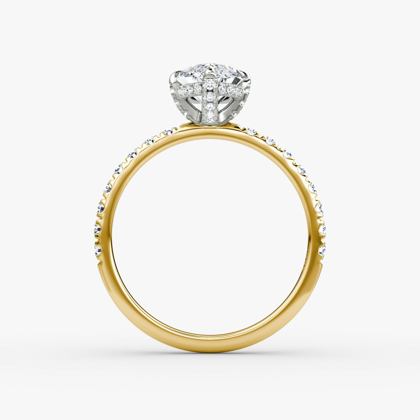 The Classic Hidden Halo | Marquise | 18k | Yellow Gold and Platinum | bandAccent: Pavé | bandWidth: large | prongStyle: Pavé | diamondOrientation: vertical | caratWeight: other