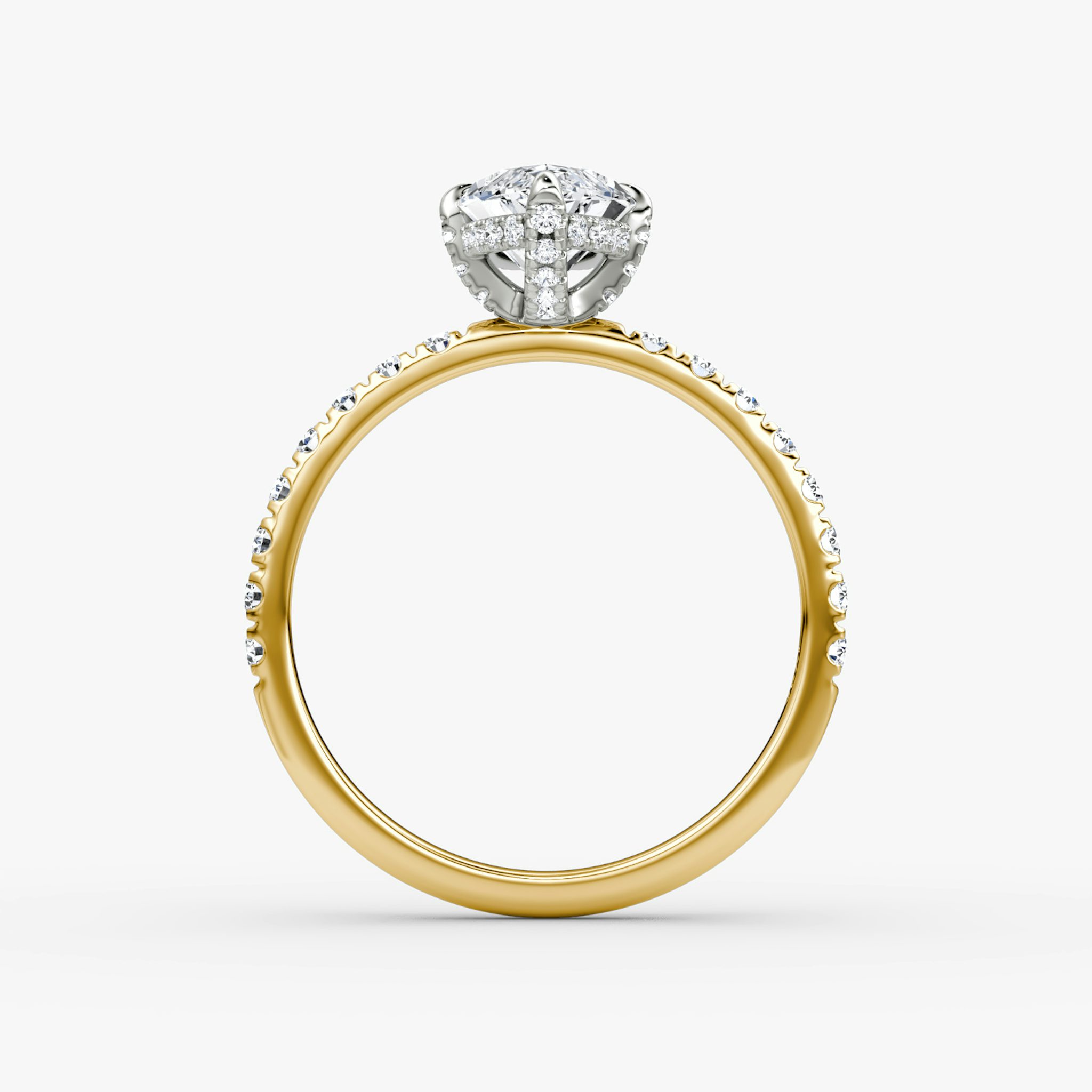 The Classic Hidden Halo | Marquise | 18k | Yellow Gold and Platinum | bandAccent: Pavé | bandWidth: large | prongStyle: Pavé | diamondOrientation: vertical | caratWeight: other