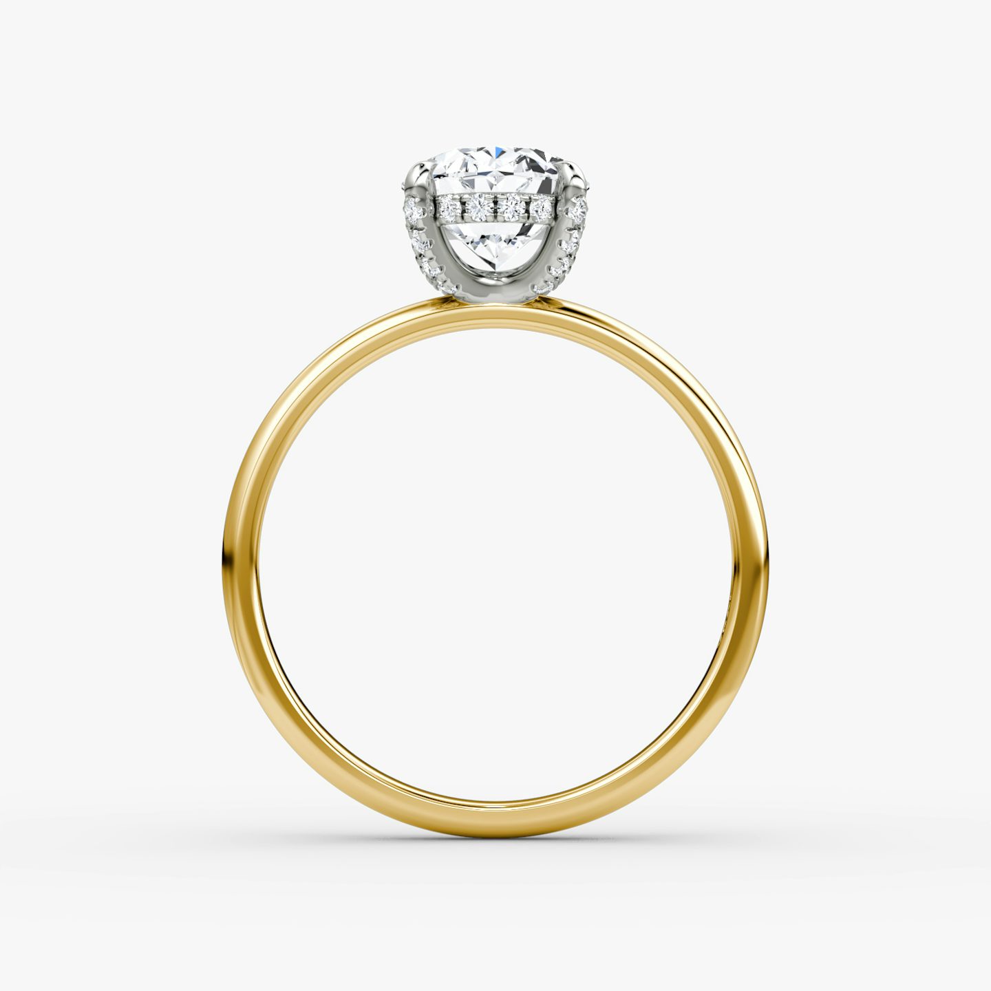 The Classic Hidden Halo | Oval | 18k | Yellow Gold and Platinum | bandAccent: Plain | bandWidth: large | prongStyle: Pavé | diamondOrientation: vertical | caratWeight: other