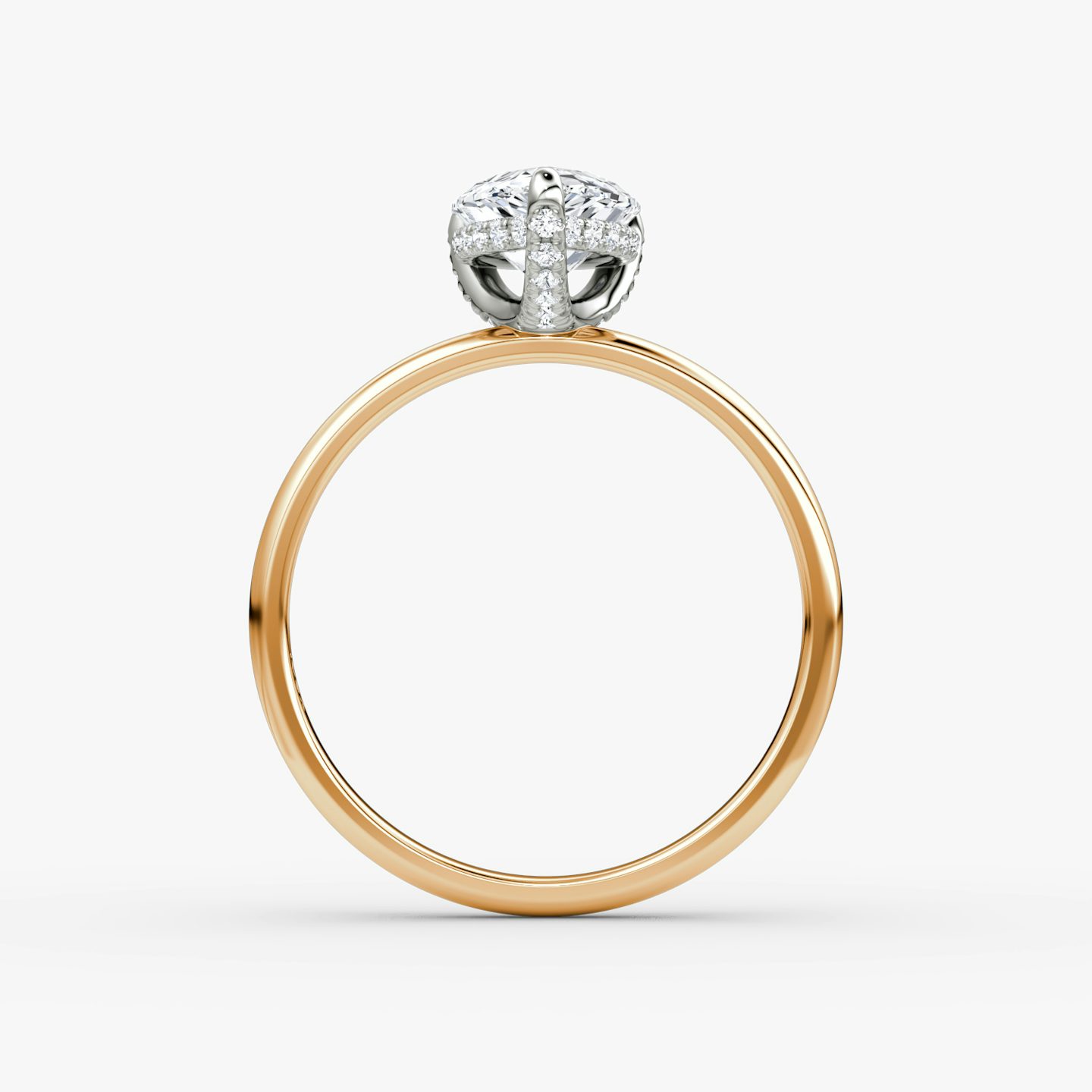 The Classic Hidden Halo | Pear | 14k | Rose Gold and Platinum | bandAccent: Plain | bandWidth: large | prongStyle: Pavé | diamondOrientation: vertical | caratWeight: other