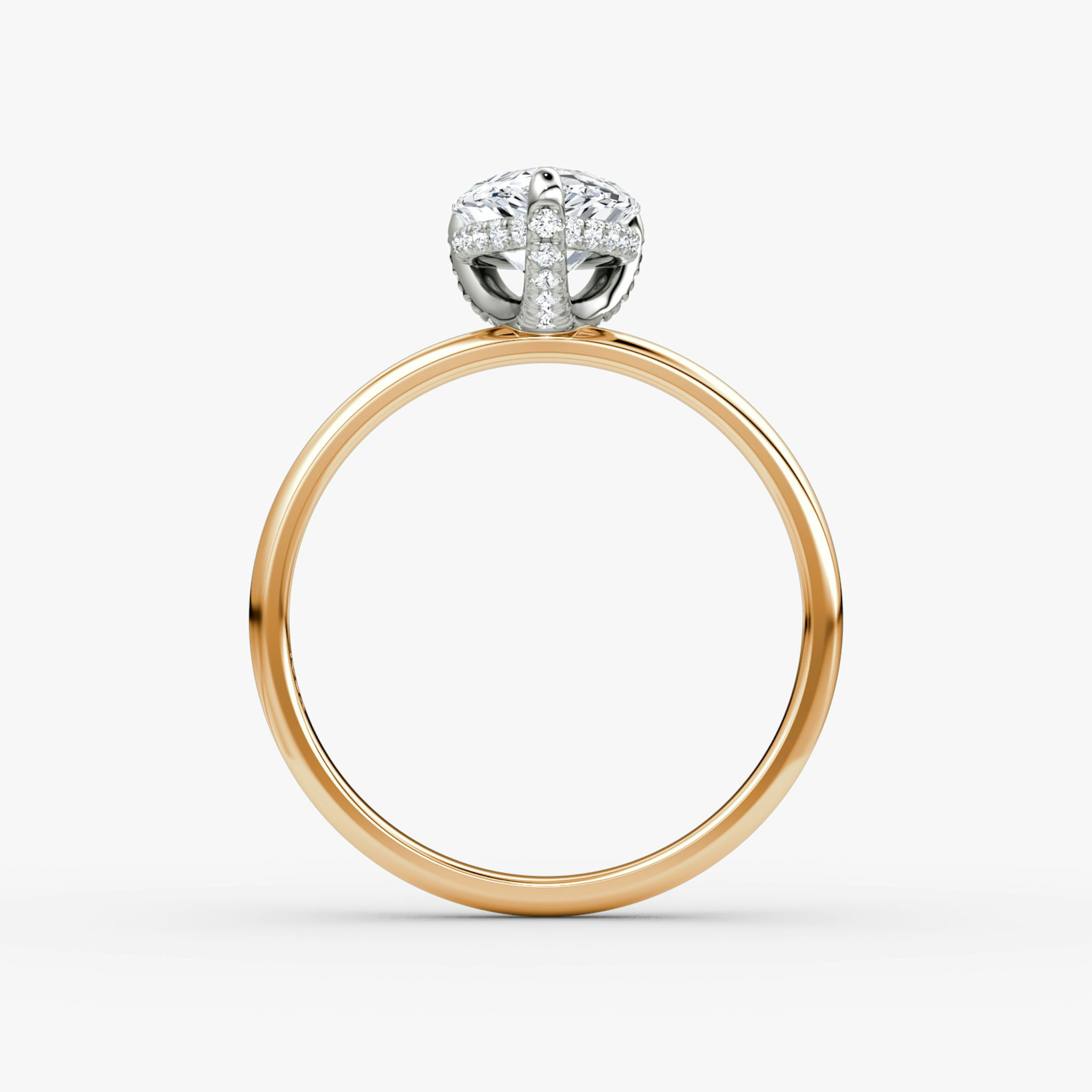 The Classic Hidden Halo | Pear | 14k | Rose Gold and Platinum | bandAccent: Plain | bandWidth: large | prongStyle: Pavé | diamondOrientation: vertical | caratWeight: other