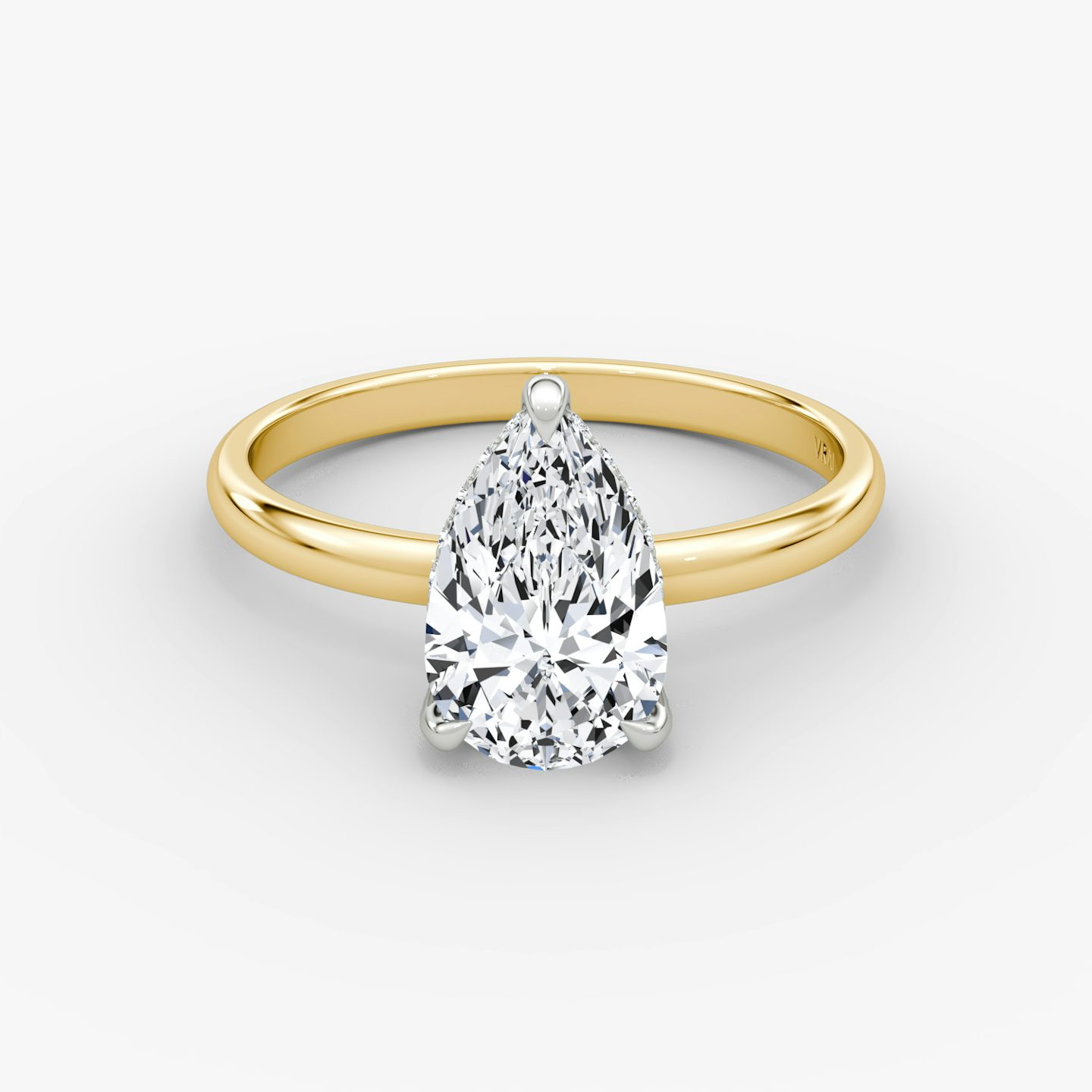 The Classic Hidden Halo | Pear | 18k | Yellow Gold and Platinum | bandAccent: Plain | bandWidth: large | prongStyle: Pavé | diamondOrientation: vertical | caratWeight: other