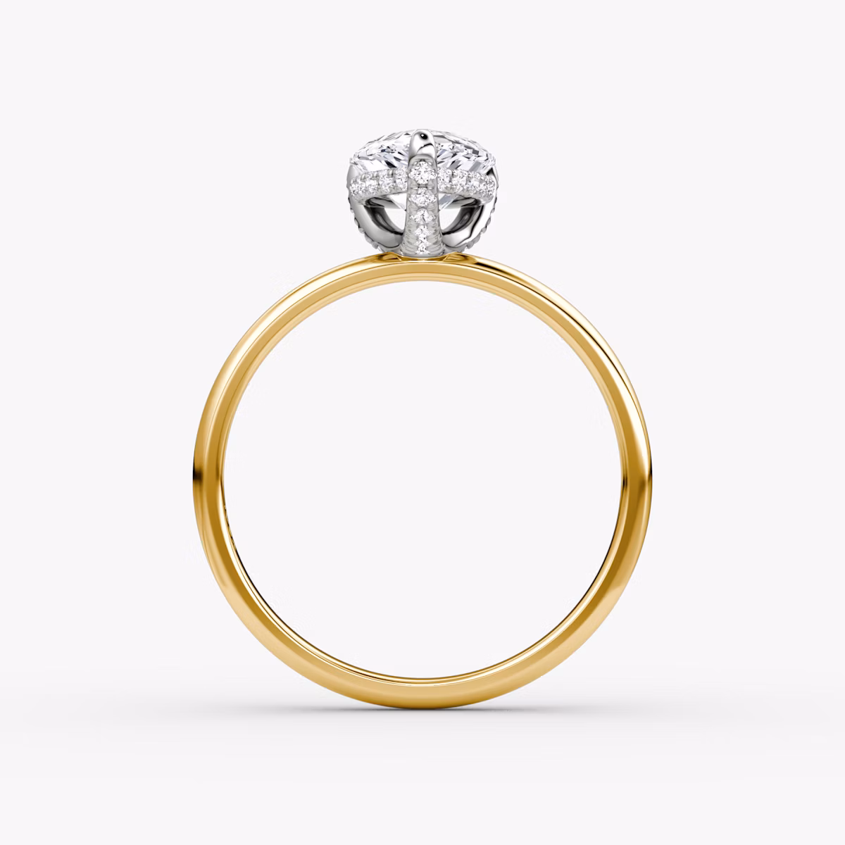 The Classic Hidden Halo | Pear | 18k | Yellow Gold and Platinum | bandAccent: Plain | bandWidth: large | prongStyle: Pavé | diamondOrientation: vertical | caratWeight: other