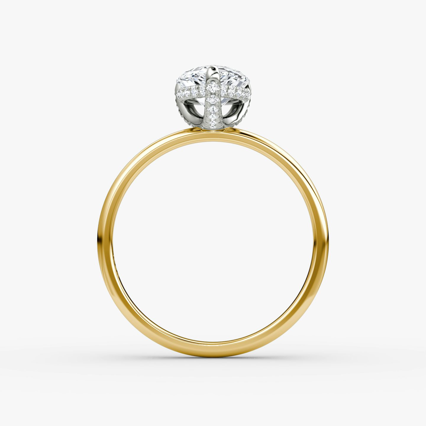 The Classic Hidden Halo | Pear | 18k | Yellow Gold and Platinum | bandAccent: Plain | bandWidth: large | prongStyle: Pavé | diamondOrientation: vertical | caratWeight: other