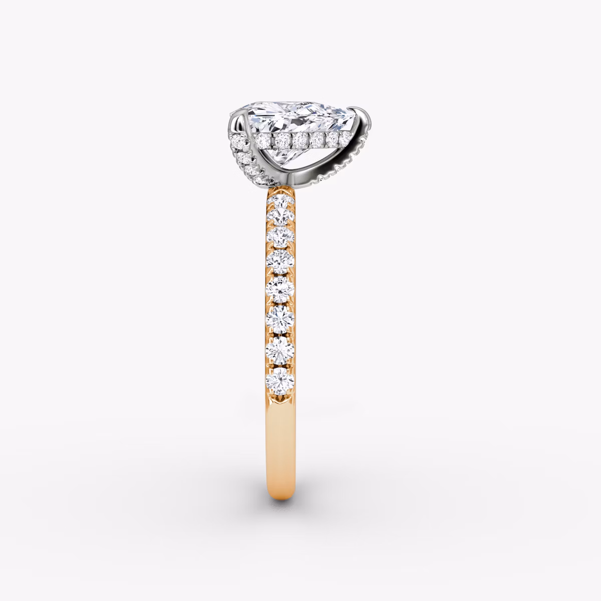 Classic Hidden Halo | Trillant | 14k | Roségold und Platin | bandAccent: Mit Pavé-Besatz | bandWidth: large | prongStyle: Mit Pavé-Besatz | diamondOrientation: vertical | caratWeight: other