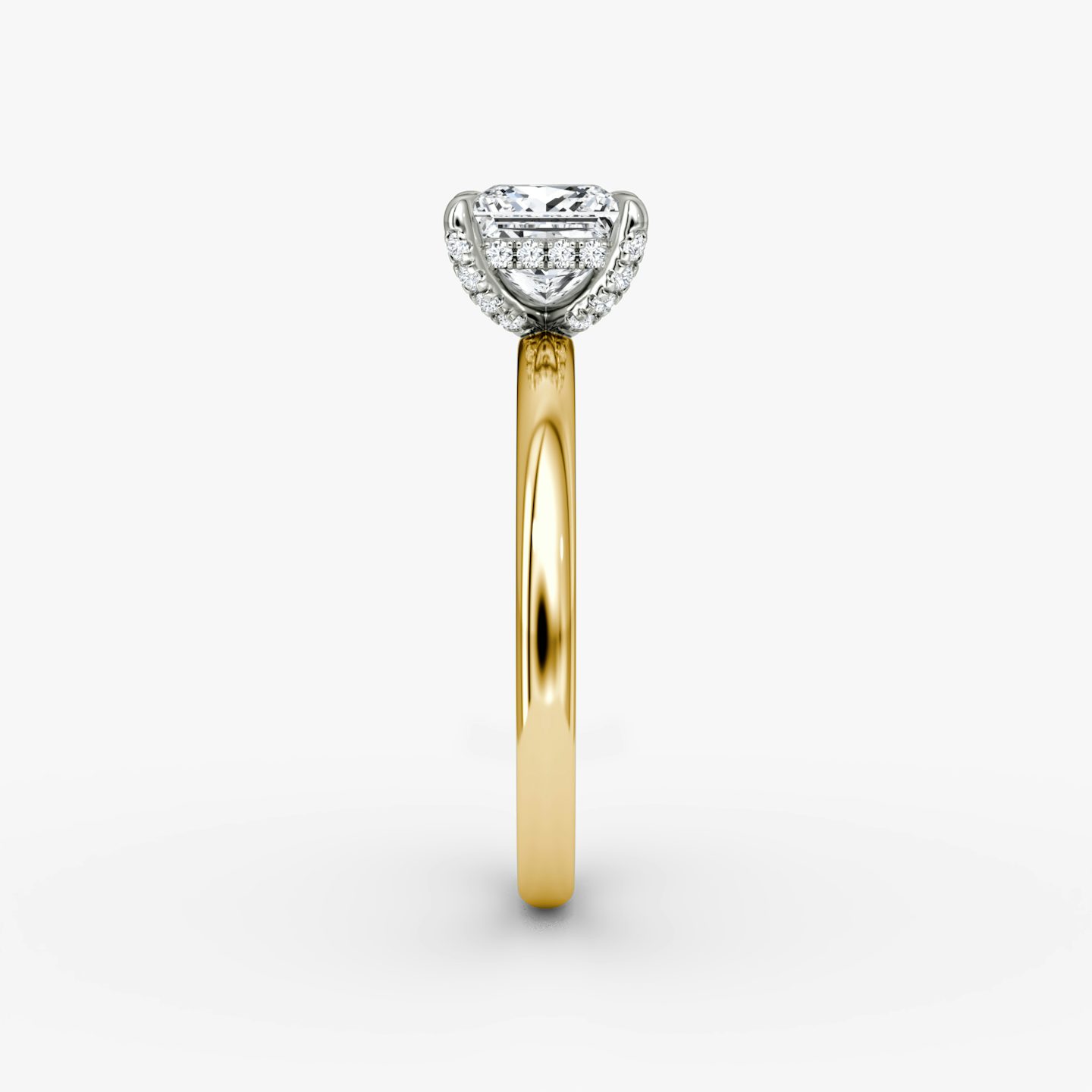 The Classic Hidden Halo | Princess | 18k | Yellow Gold and Platinum | bandAccent: Plain | bandWidth: large | prongStyle: Pavé | diamondOrientation: vertical | caratWeight: other