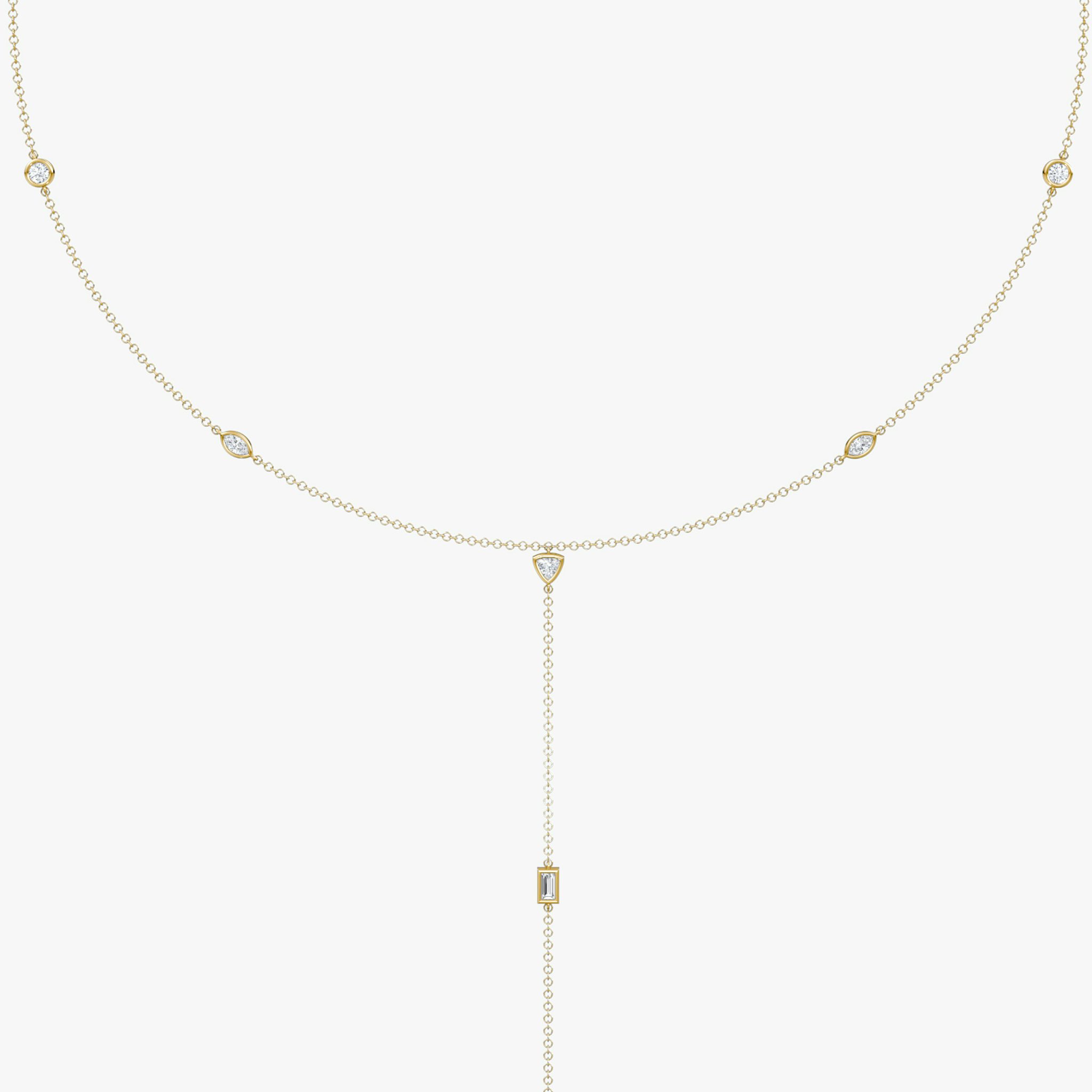 Mixed Shape Station Body Chain | trillion+marquise+pear+baguette+round-brilliant | 14k | Yellow Gold