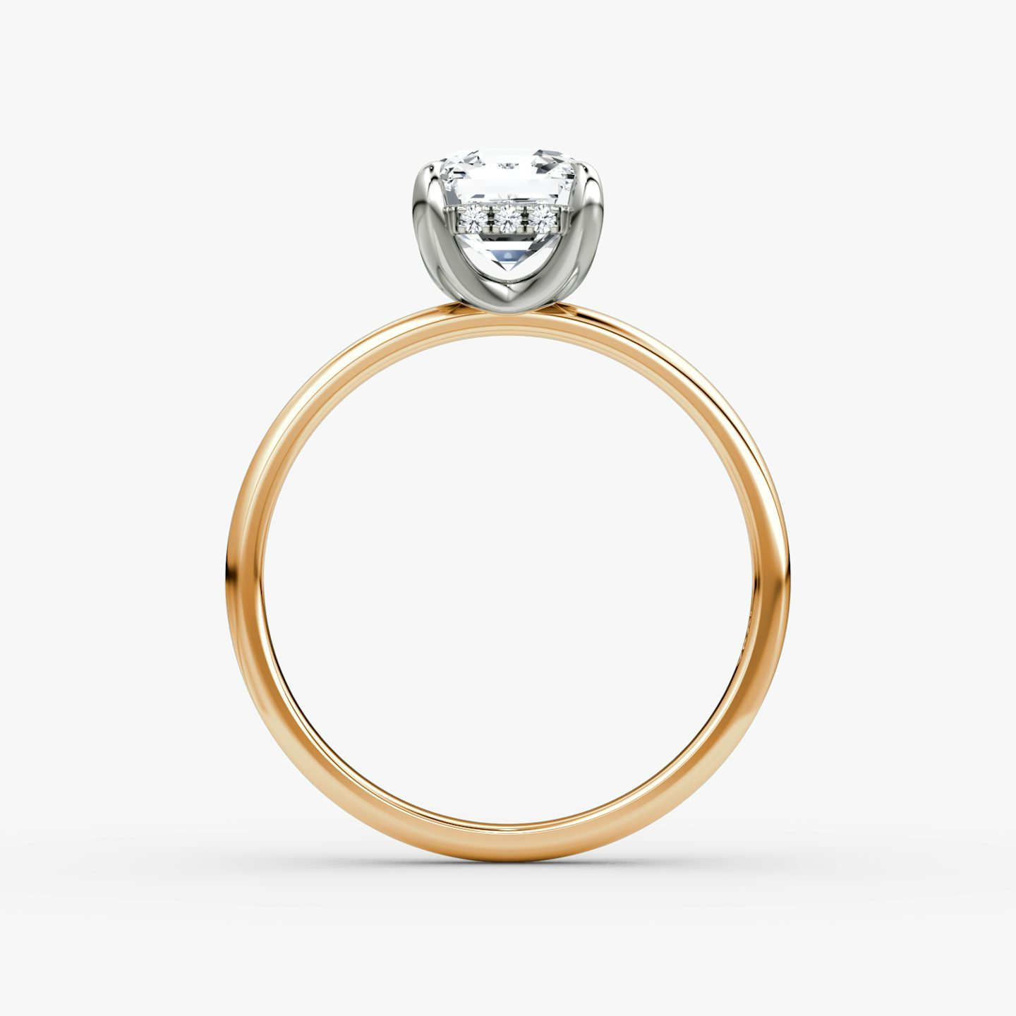 The Classic Hidden Halo | Asscher | 14k | Rose Gold and Platinum | bandAccent: Plain | bandWidth: large | prongStyle: Plain | diamondOrientation: vertical | caratWeight: other