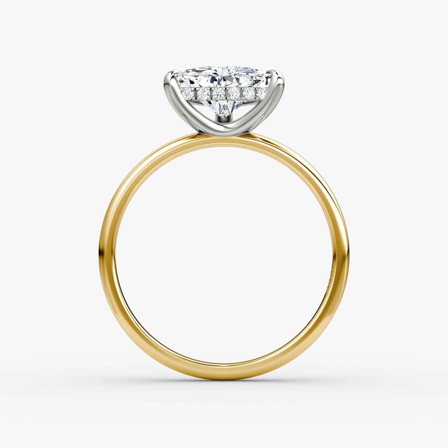 The Classic Hidden Halo | Trillion | 18k | Yellow Gold and Platinum | bandAccent: Plain | bandWidth: large | prongStyle: Plain | diamondOrientation: vertical | caratWeight: other