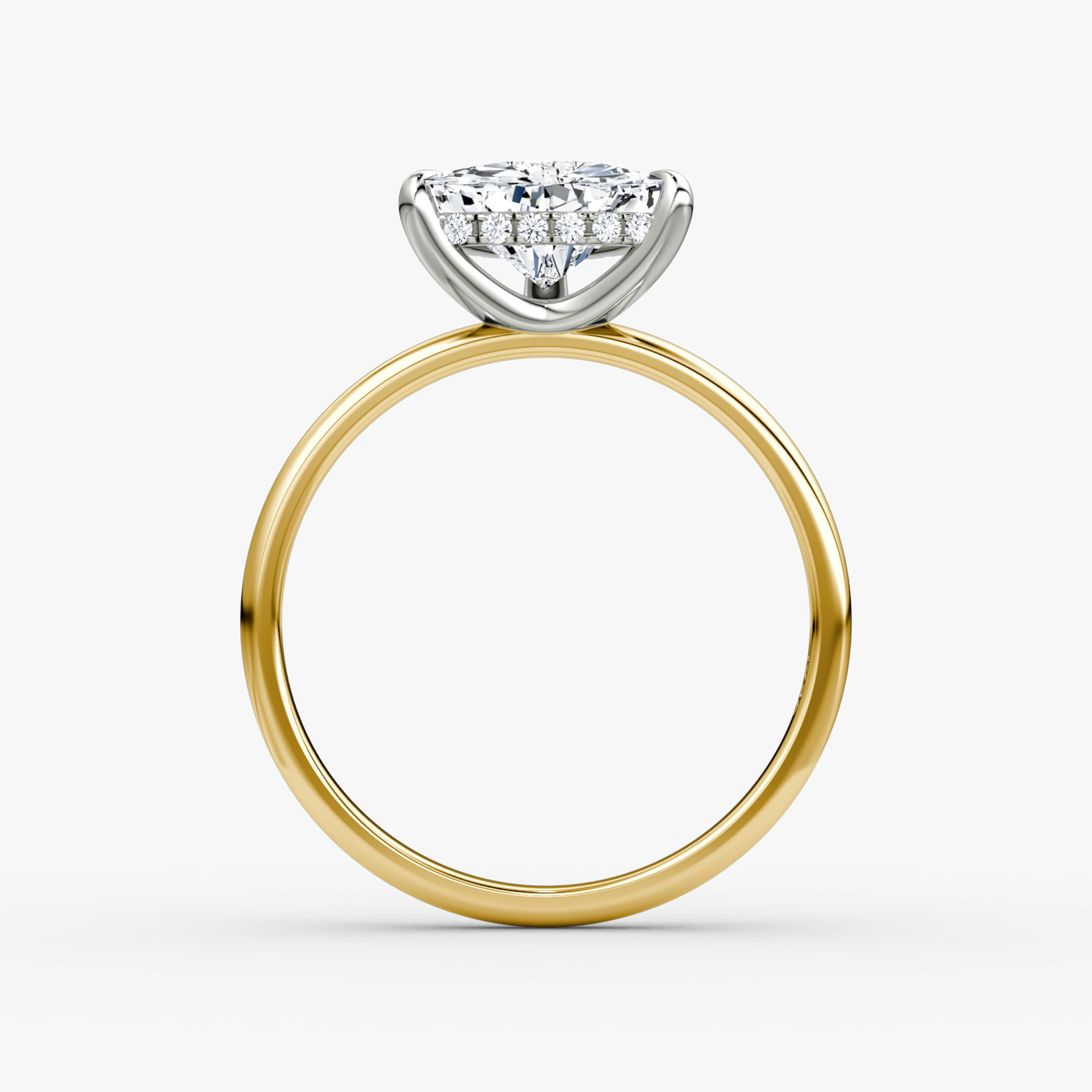 The Classic Hidden Halo | Trillion | 18k | Yellow Gold and Platinum | bandAccent: Plain | bandWidth: large | prongStyle: Plain | diamondOrientation: vertical | caratWeight: other
