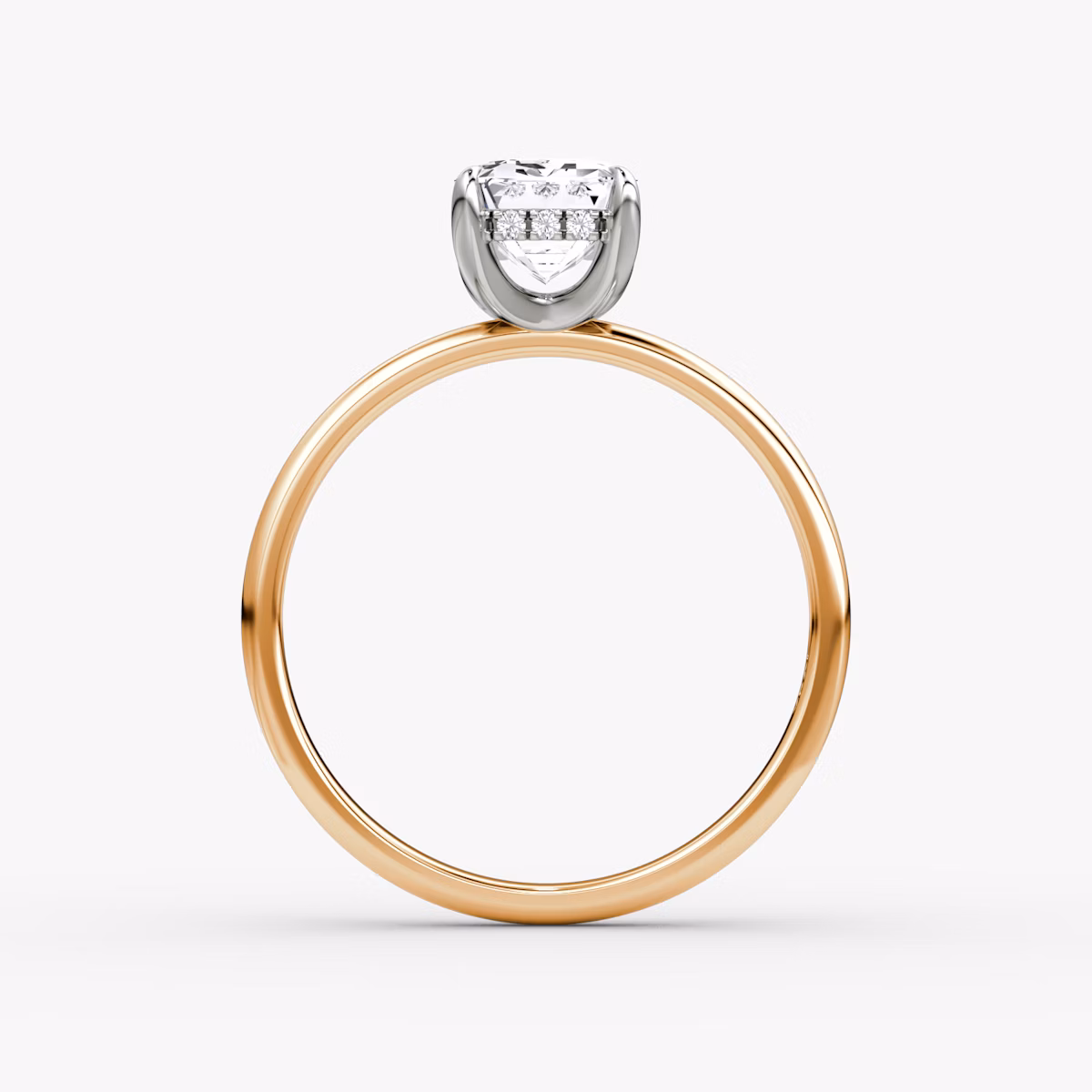 Classic Hidden Halo | Emerald | 14k | Roségold und Platin | bandAccent: Ohne Pavé-Besatz | bandWidth: large | prongStyle: Ohne Pavé-Besatz | diamondOrientation: vertical | caratWeight: other