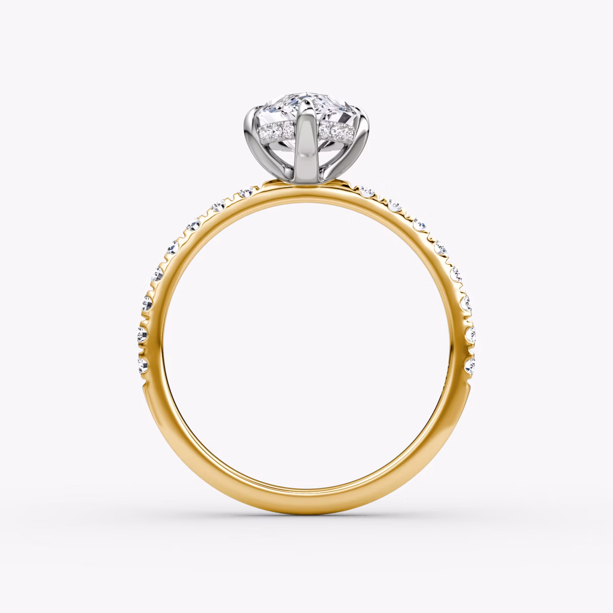 The Classic Hidden Halo | Marquise | 18k | Yellow Gold and Platinum | bandAccent: Pavé | bandWidth: large | prongStyle: Plain | diamondOrientation: vertical | caratWeight: other
