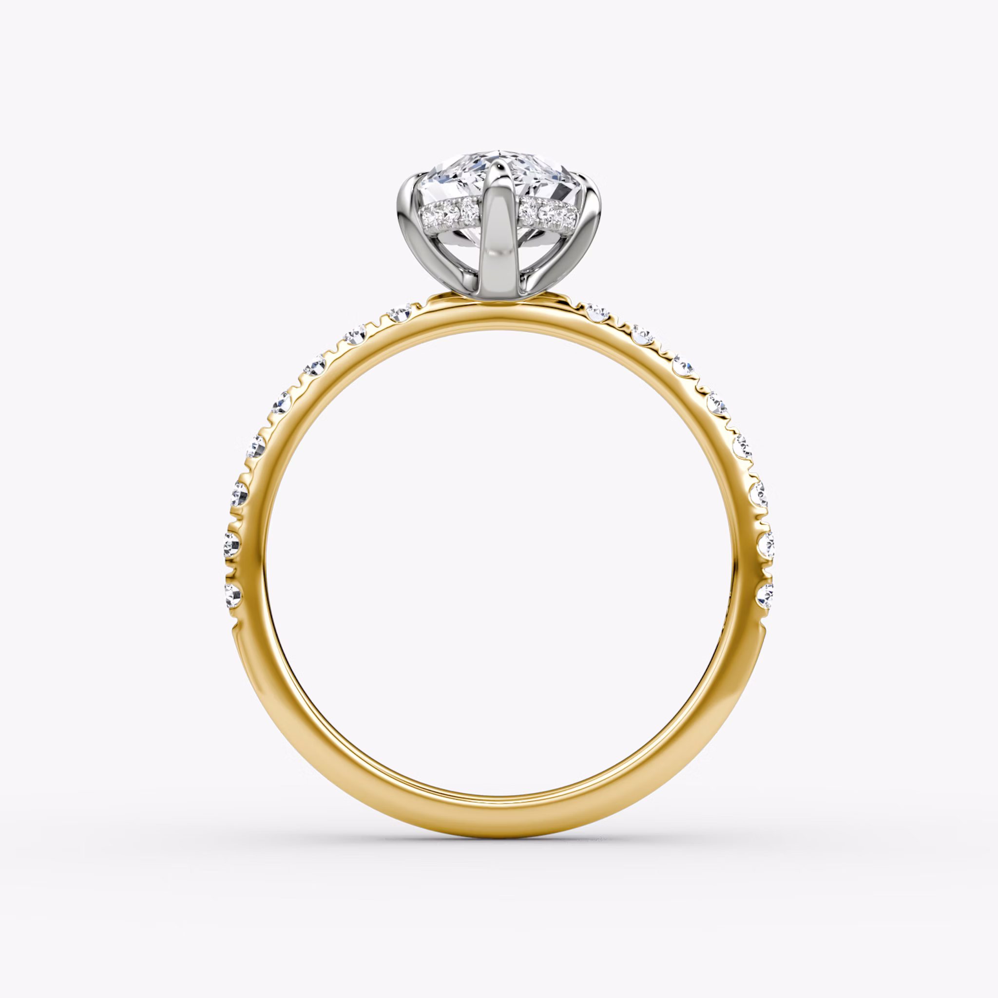 The Classic Hidden Halo | Marquise | 18k | Yellow Gold and Platinum | bandAccent: Pavé | bandWidth: large | prongStyle: Plain | diamondOrientation: vertical | caratWeight: other