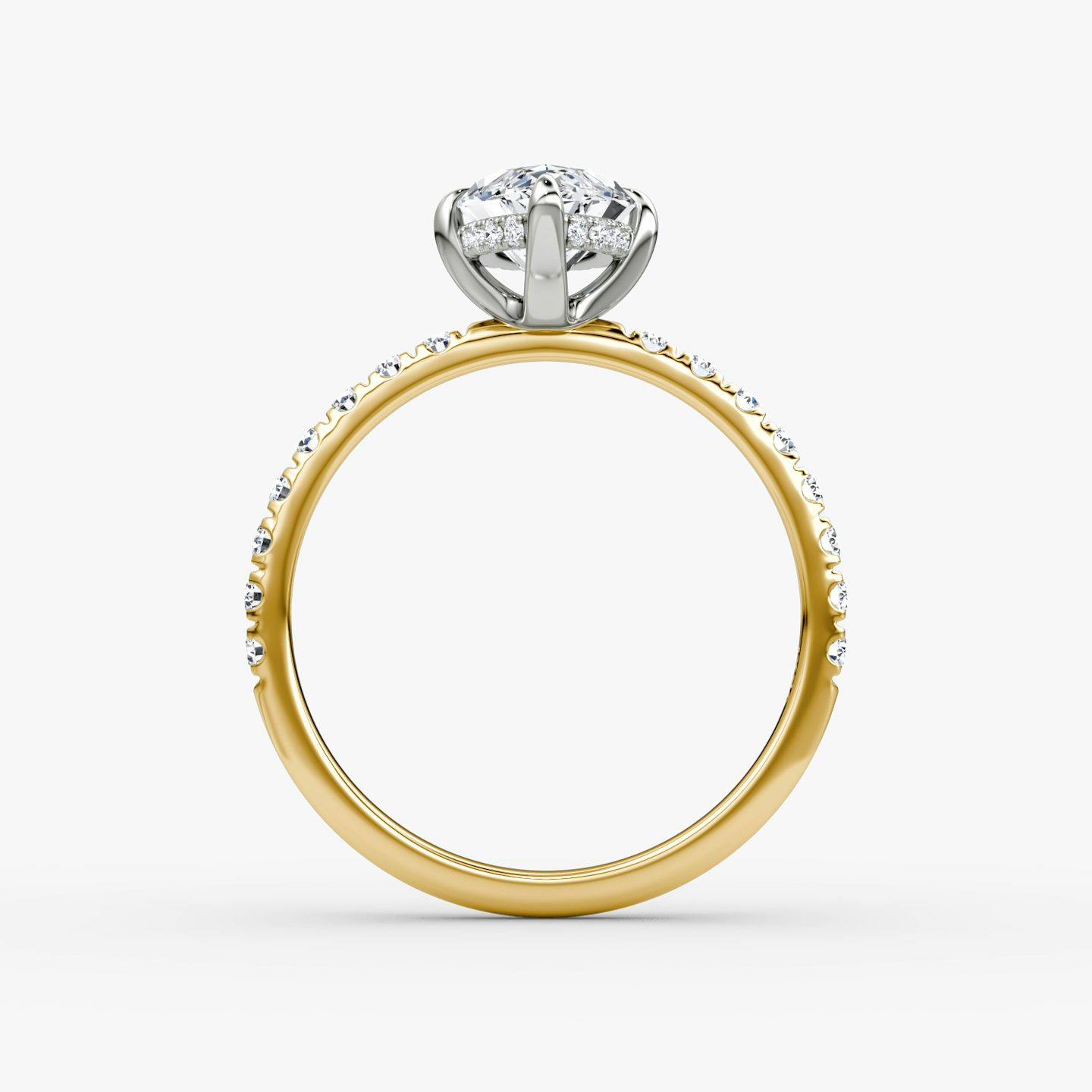 The Classic Hidden Halo | Marquise | 18k | Yellow Gold and Platinum | bandAccent: Pavé | bandWidth: large | prongStyle: Plain | diamondOrientation: vertical | caratWeight: other