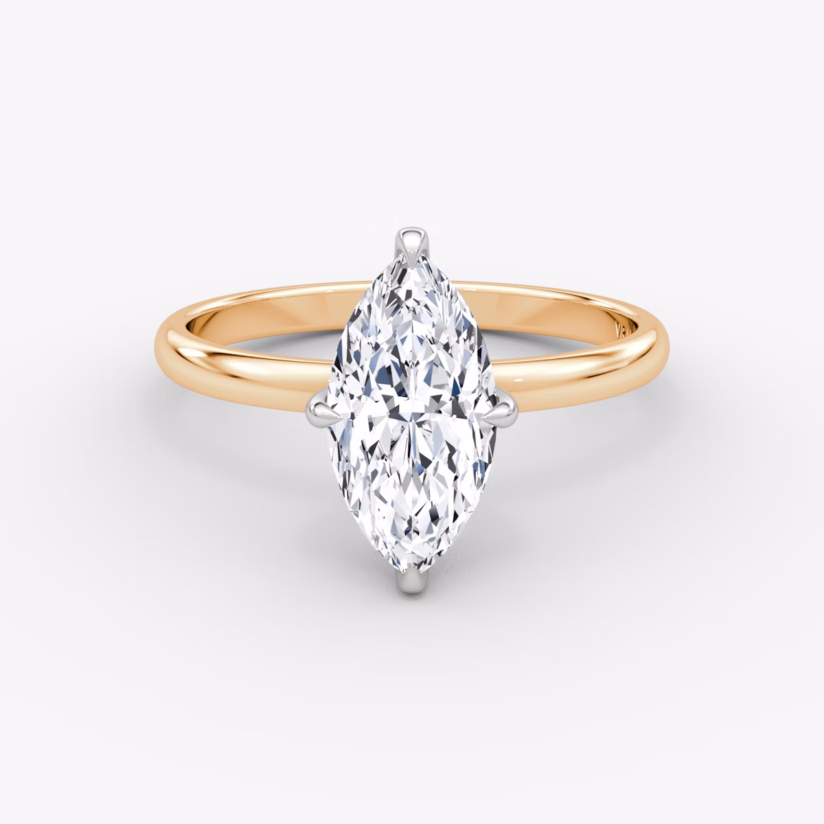 The Classic Hidden Halo | Marquise | 14k | Rose Gold and Platinum | bandAccent: Plain | bandWidth: large | prongStyle: Plain | diamondOrientation: vertical | caratWeight: other