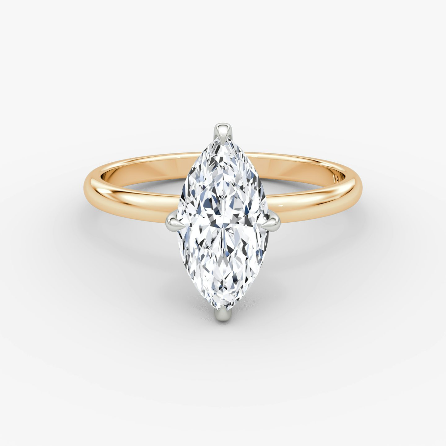 The Classic Hidden Halo | Marquise | 14k | Rose Gold and Platinum | bandAccent: Plain | bandWidth: large | prongStyle: Plain | diamondOrientation: vertical | caratWeight: other