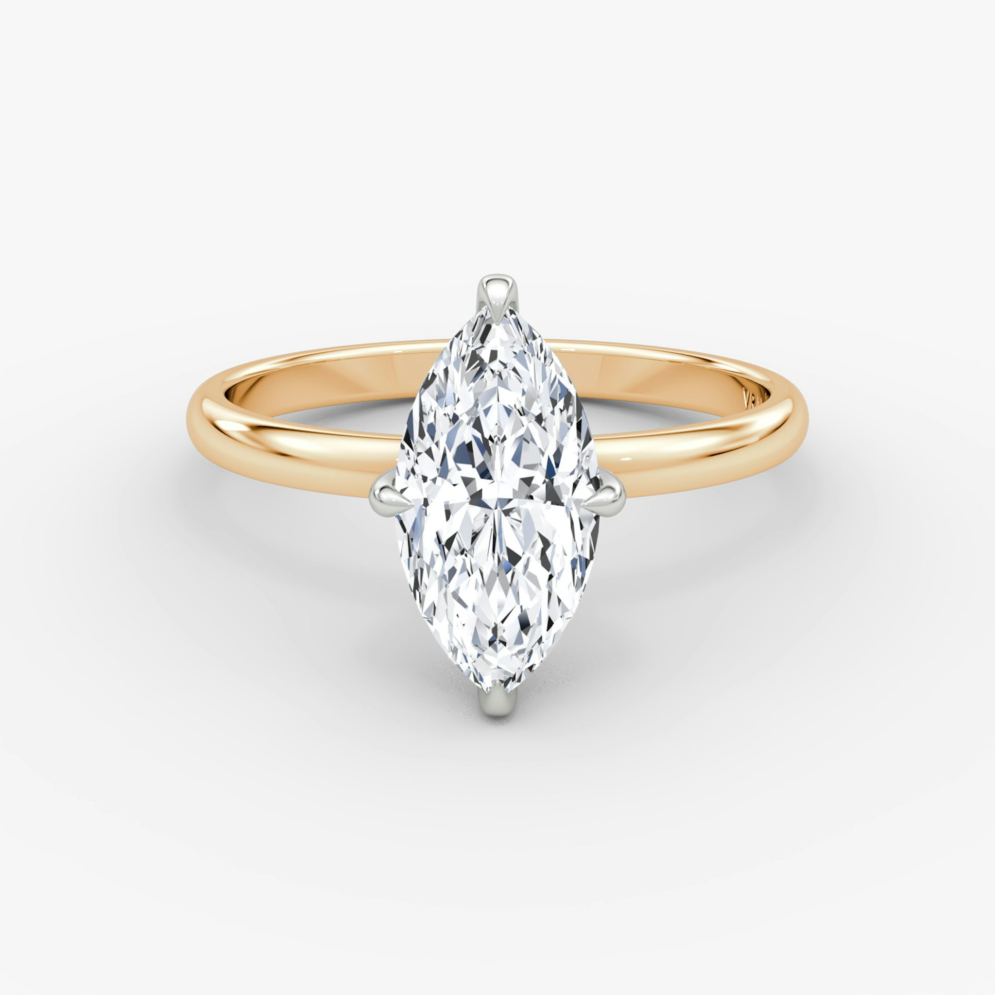 The Classic Hidden Halo | Marquise | 14k | Rose Gold and Platinum | bandAccent: Plain | bandWidth: large | prongStyle: Plain | diamondOrientation: vertical | caratWeight: other
