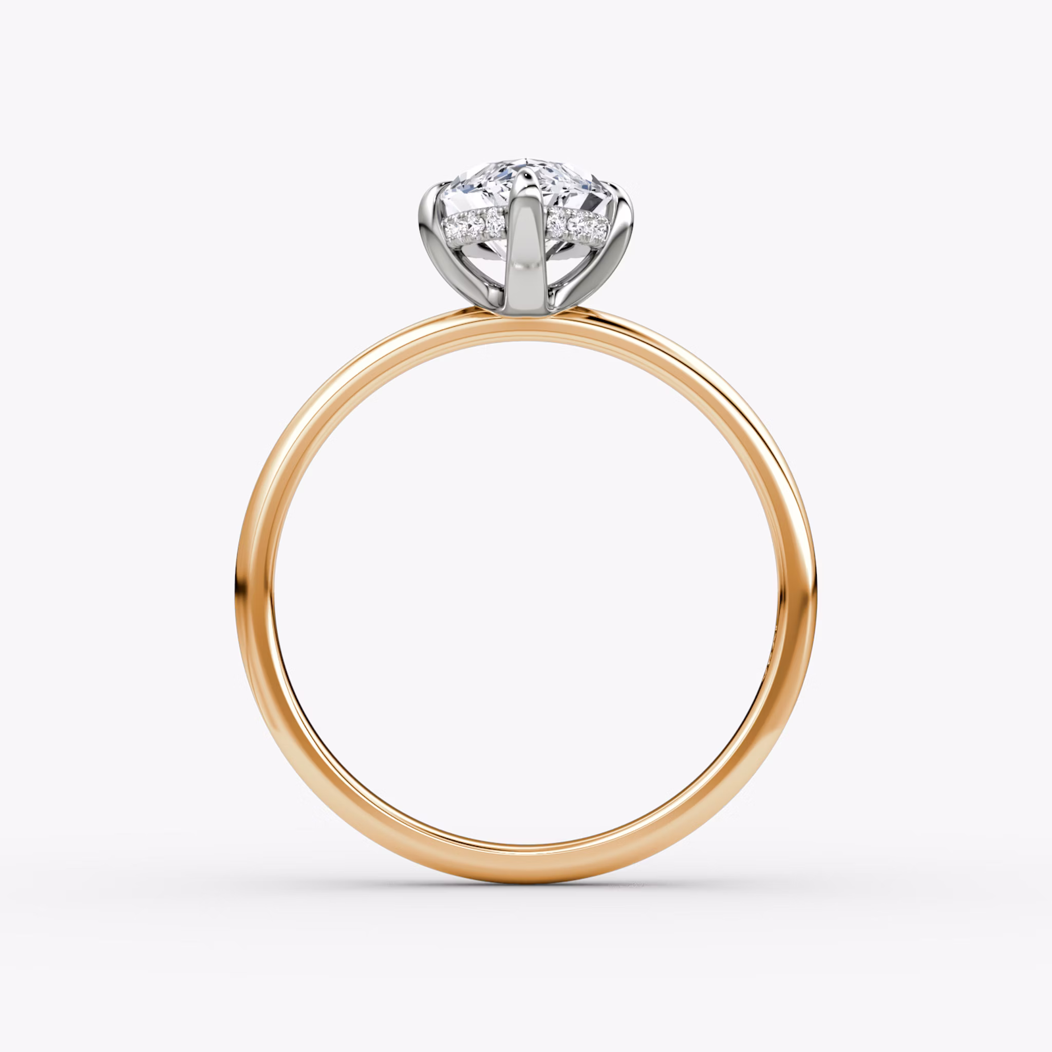 The Classic Hidden Halo | Marquise | 14k | Rose Gold and Platinum | bandAccent: Plain | bandWidth: large | prongStyle: Plain | diamondOrientation: vertical | caratWeight: other