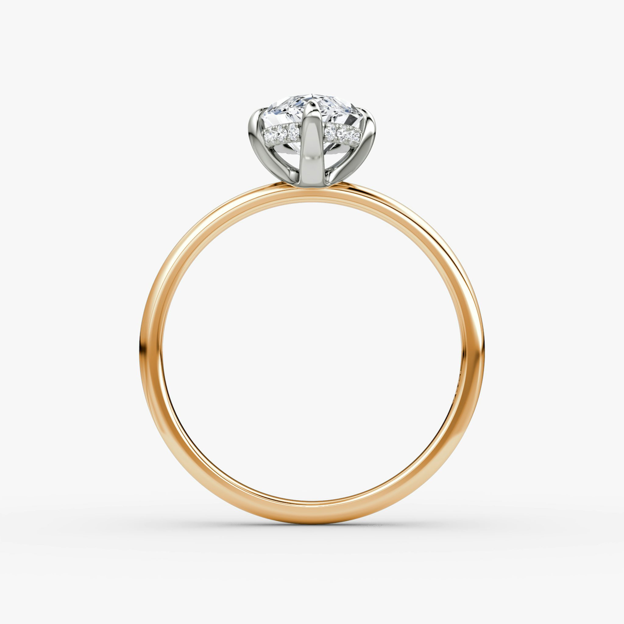 The Classic Hidden Halo | Marquise | 14k | Rose Gold and Platinum | bandAccent: Plain | bandWidth: large | prongStyle: Plain | diamondOrientation: vertical | caratWeight: other