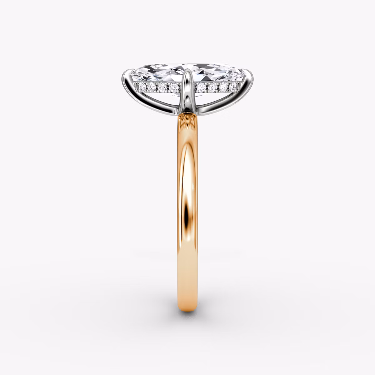 Classic Hidden Halo | Marquise | 14k | Roségold und Platin | bandAccent: Ohne Pavé-Besatz | bandWidth: large | prongStyle: Ohne Pavé-Besatz | diamondOrientation: vertical | caratWeight: other