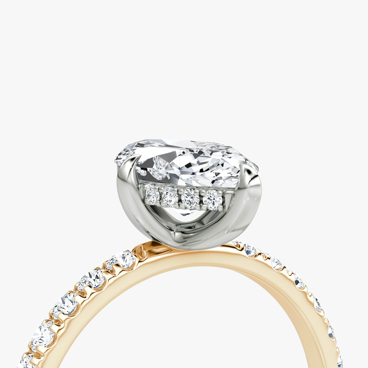 The Classic Hidden Halo | Marquise | 14k | Rose Gold and Platinum | bandAccent: Pavé | bandWidth: large | prongStyle: Plain | diamondOrientation: vertical | caratWeight: other