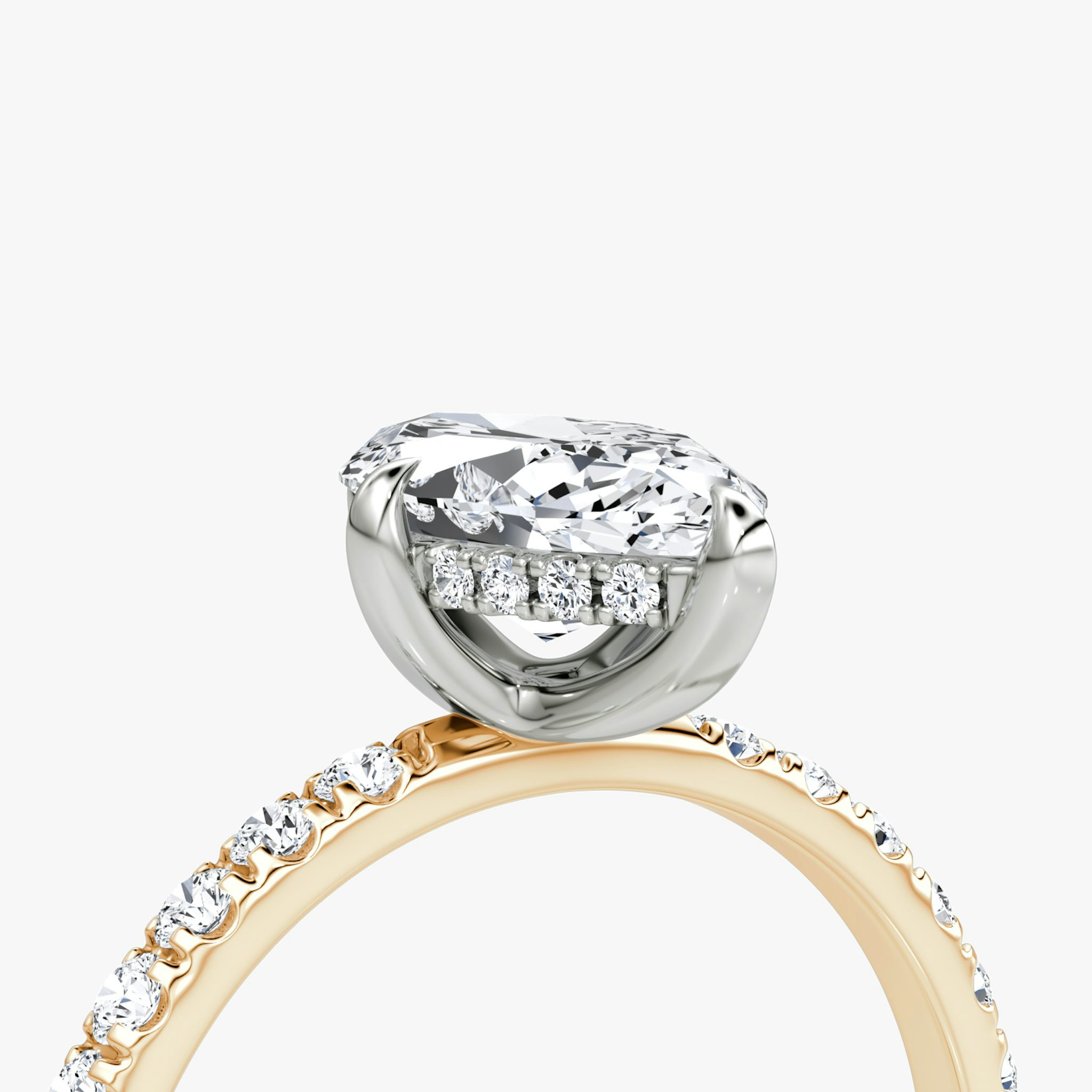 The Classic Hidden Halo | Marquise | 14k | Rose Gold and Platinum | bandAccent: Pavé | bandWidth: large | prongStyle: Plain | diamondOrientation: vertical | caratWeight: other