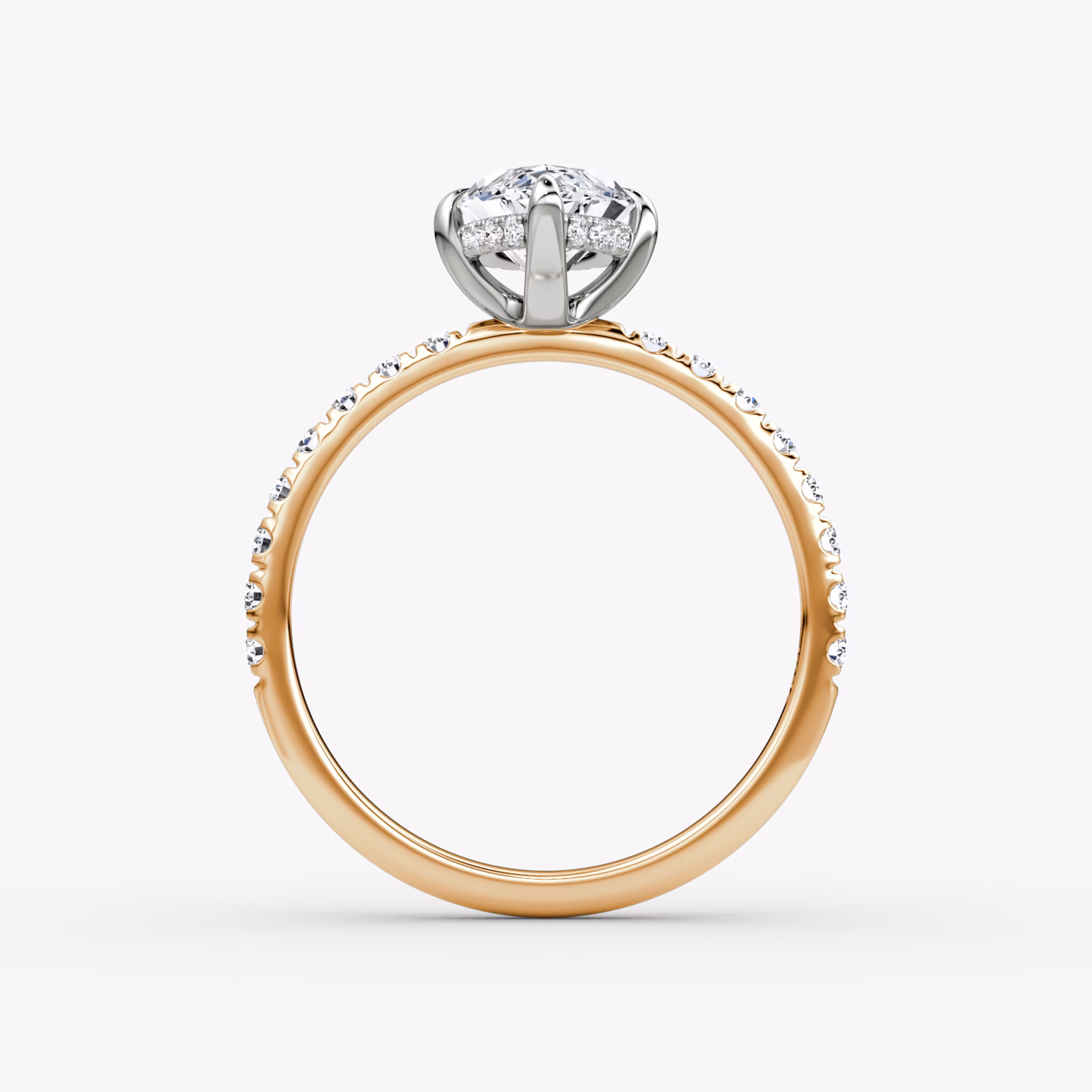 The Classic Hidden Halo | Marquise | 14k | Rose Gold and Platinum | bandAccent: Pavé | bandWidth: large | prongStyle: Plain | diamondOrientation: vertical | caratWeight: other