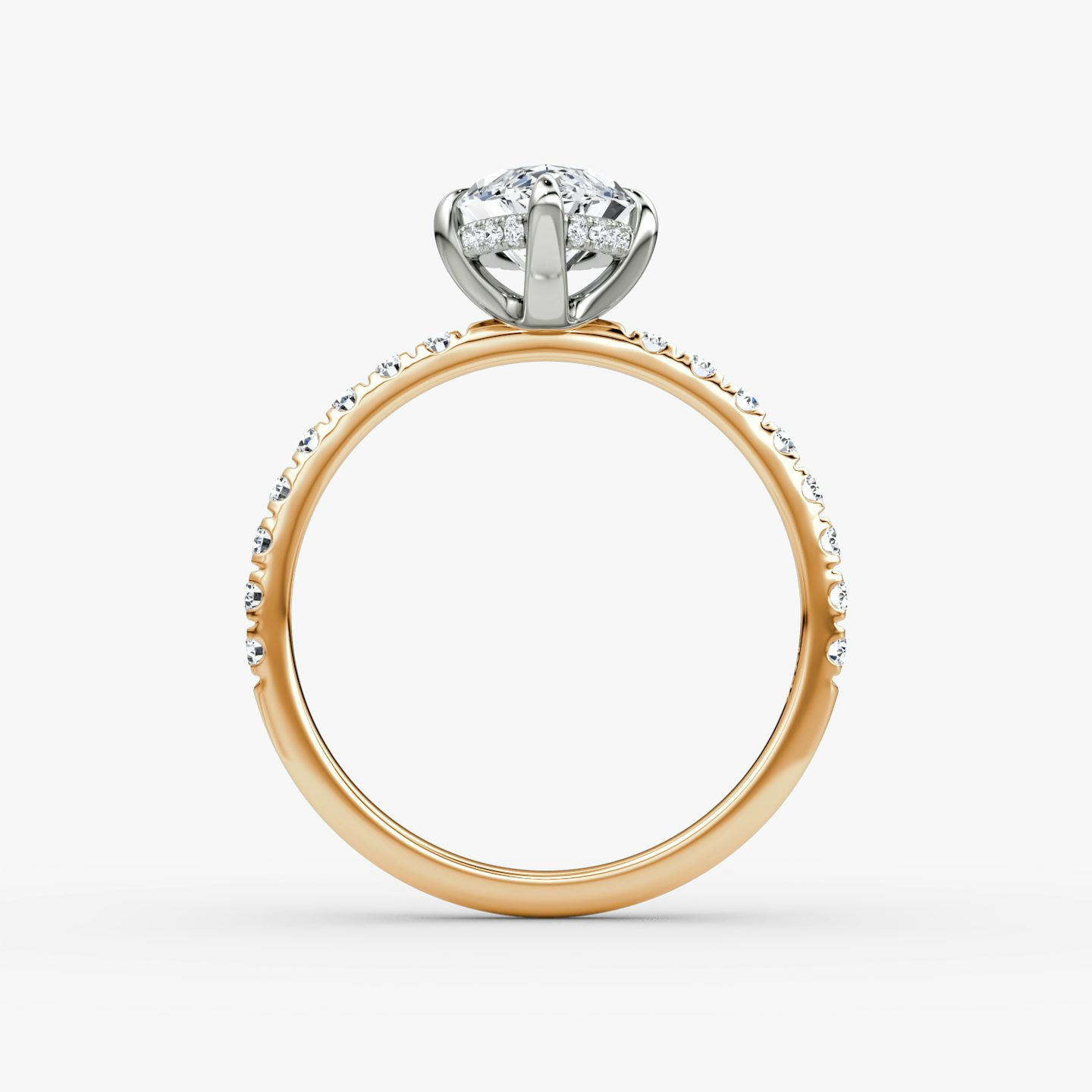 The Classic Hidden Halo | Marquise | 14k | Rose Gold and Platinum | bandAccent: Pavé | bandWidth: large | prongStyle: Plain | diamondOrientation: vertical | caratWeight: other